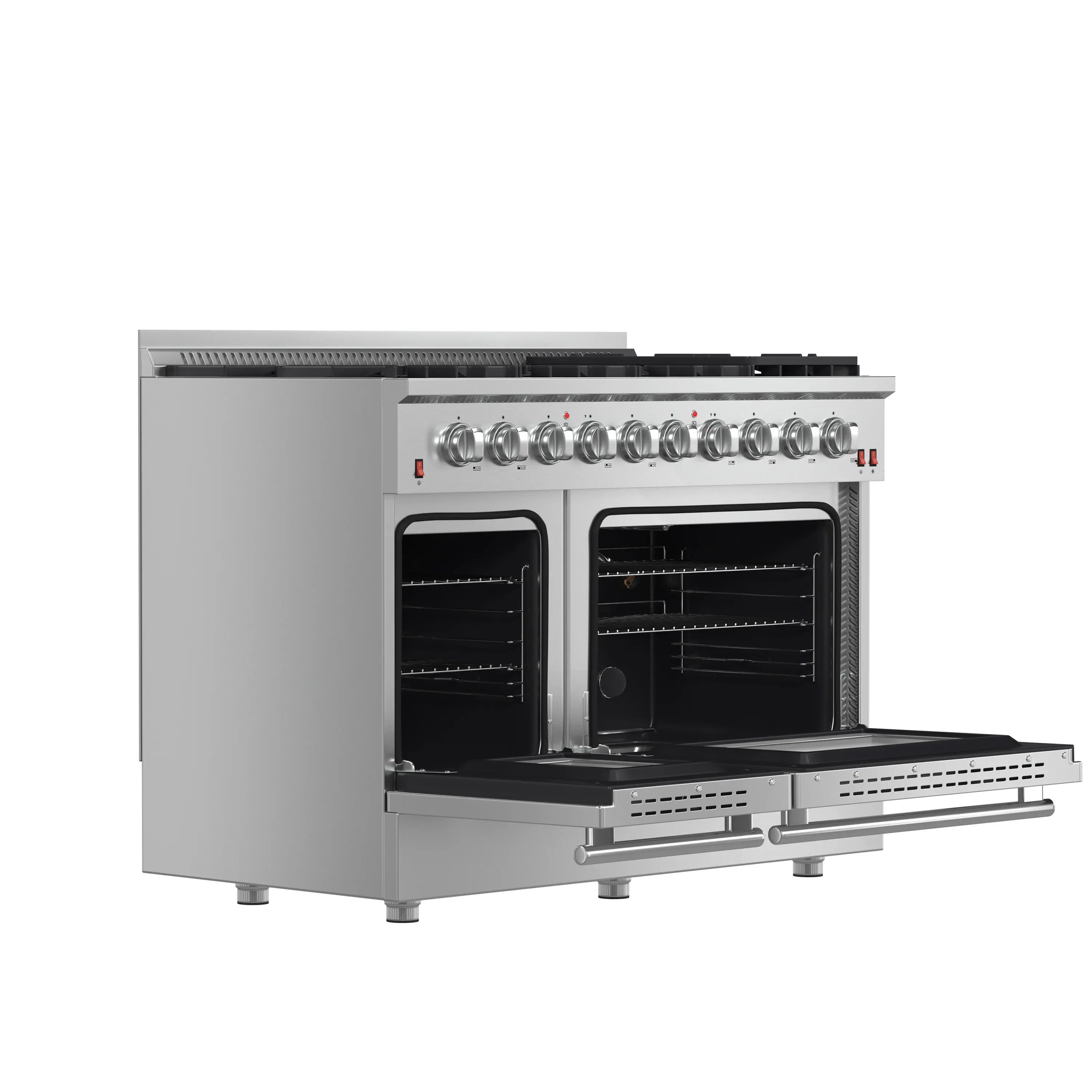 Forno 4-Piece Appliance Package - 48-Inch Gas Range, Wall Mount Range Hood, 36-Inch French Door Refrigerator, and Dishwasher in Stainless Steel - Image 6