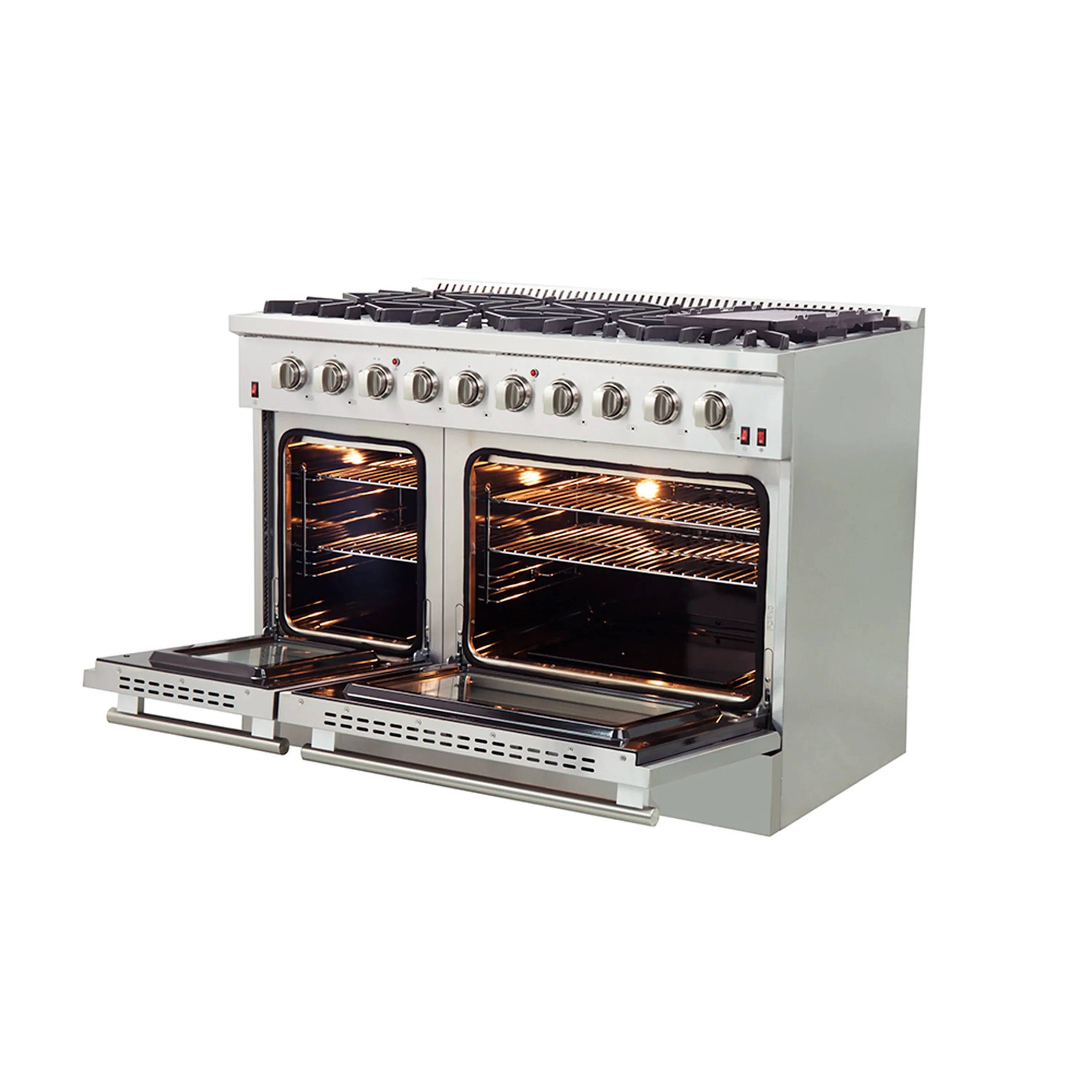 Forno 4-Piece Appliance Package - 48-Inch Gas Range, Wall Mount Range Hood, 36-Inch French Door Refrigerator, and Dishwasher in Stainless Steel - Image 7