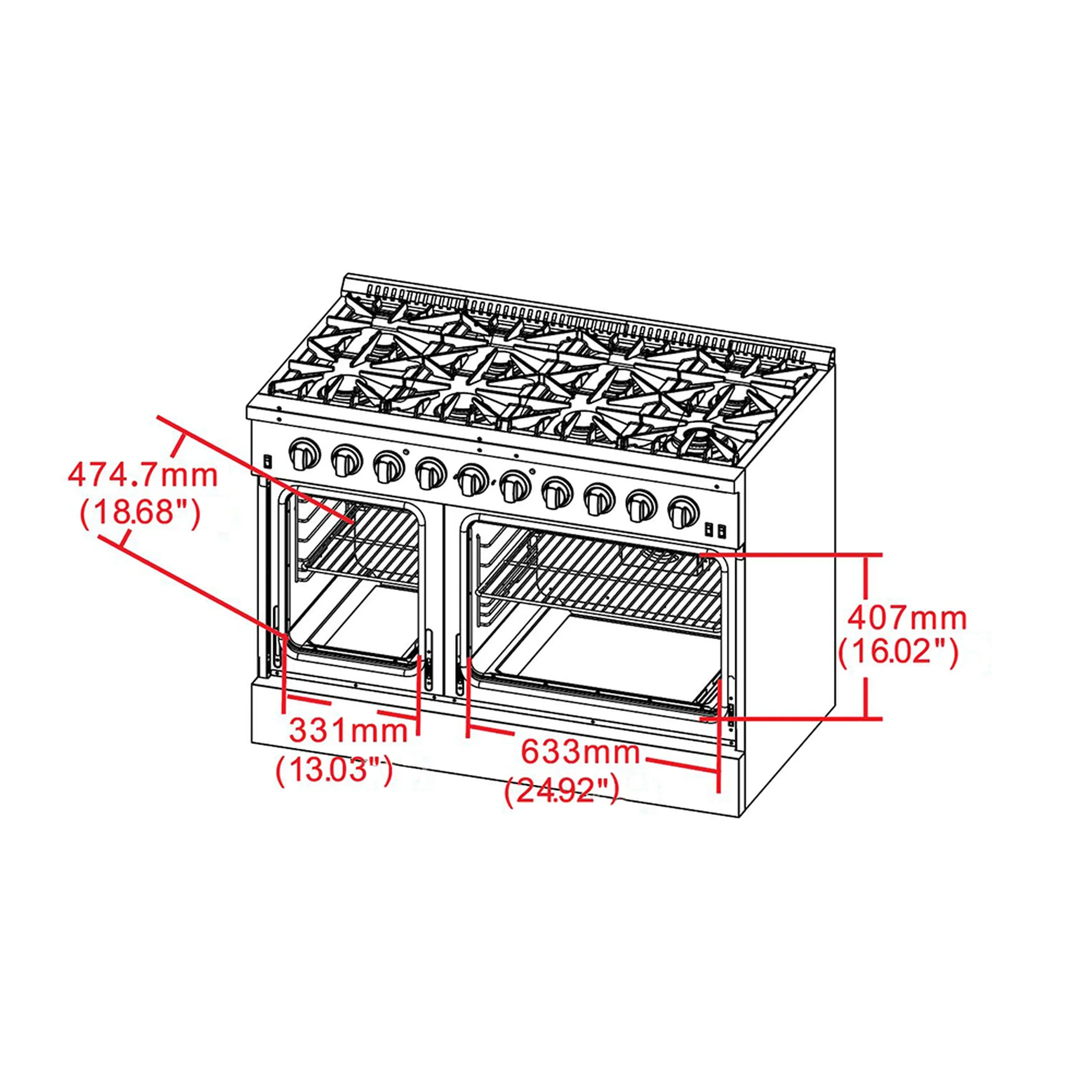 Forno 4-Piece Appliance Package - 48-Inch Gas Range, Wall Mount Range Hood, 60-Inch Built-In Convertible Refrigerator, and Dishwasher in Stainless Steel - Image 21