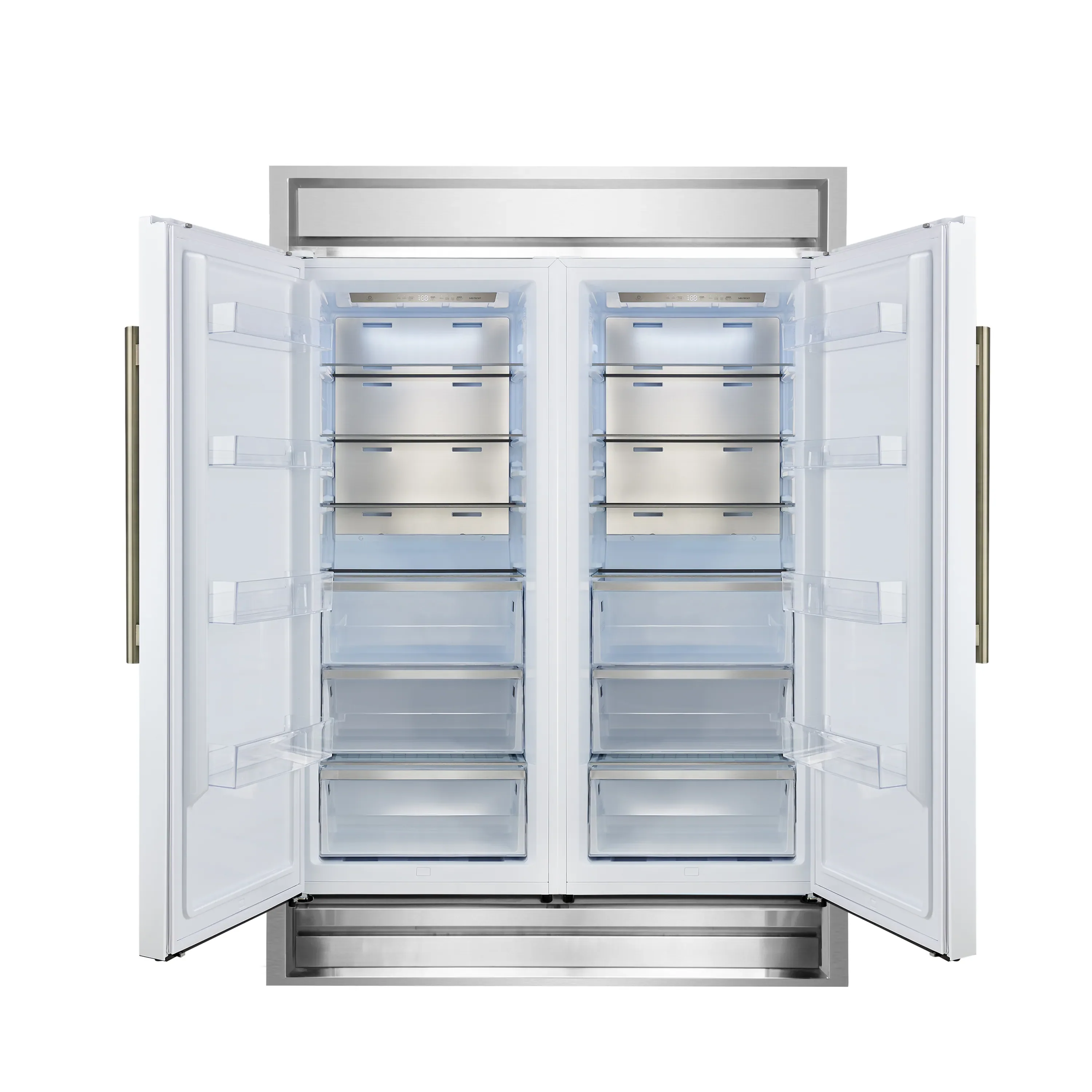 Forno 4-Piece Appliance Package - 36-Inch Gas Range, Wall Mount Range Hood, 60-Inch Built-In Convertible Refrigerator, and Dishwasher in White with Antique Brass Trim - Image 30