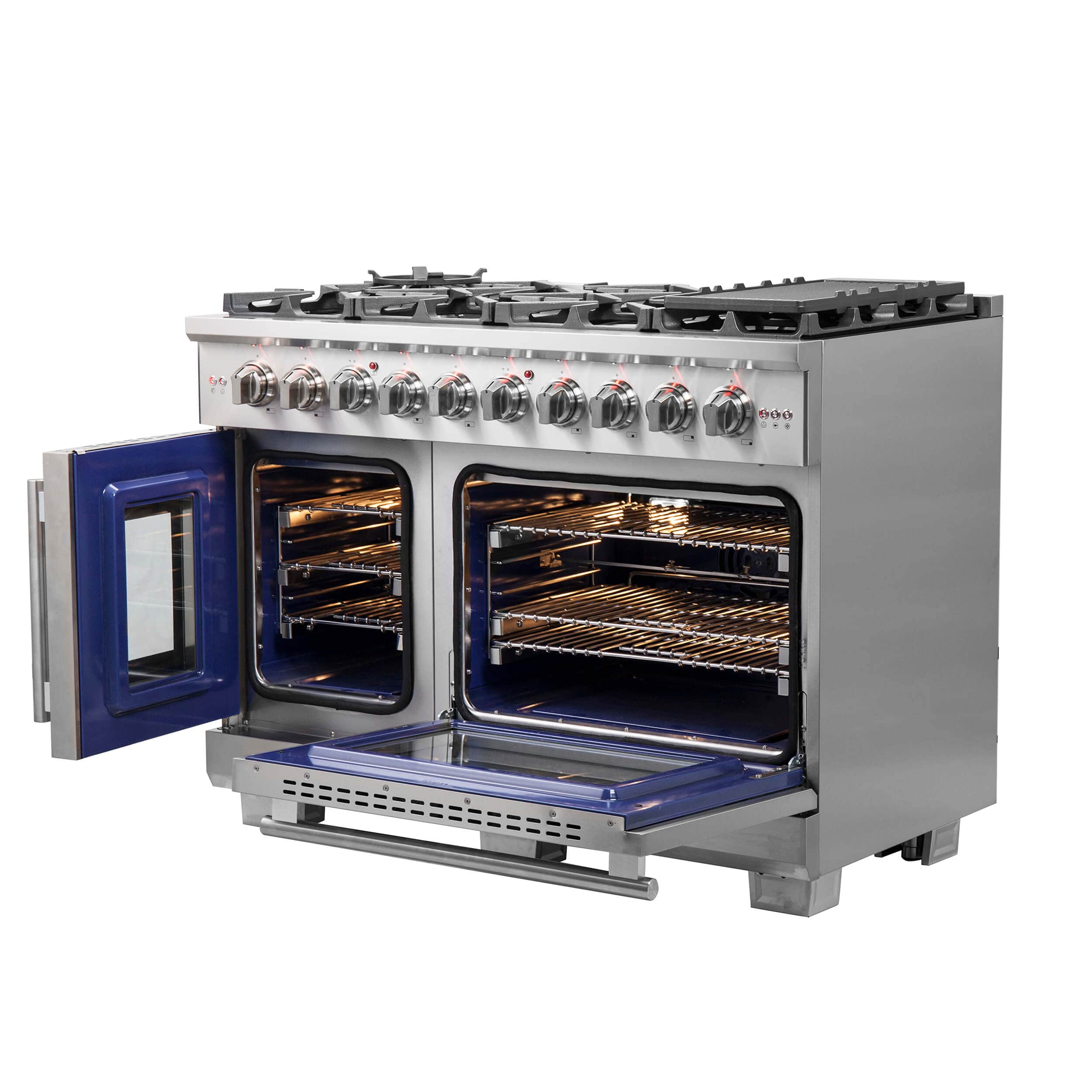 Forno 48-Inch Capriasca Gas Range with 8 Burners, 160,000 BTUs, & French Door Gas Oven in Stainless Steel (FFSGS6460-48) - Image 5