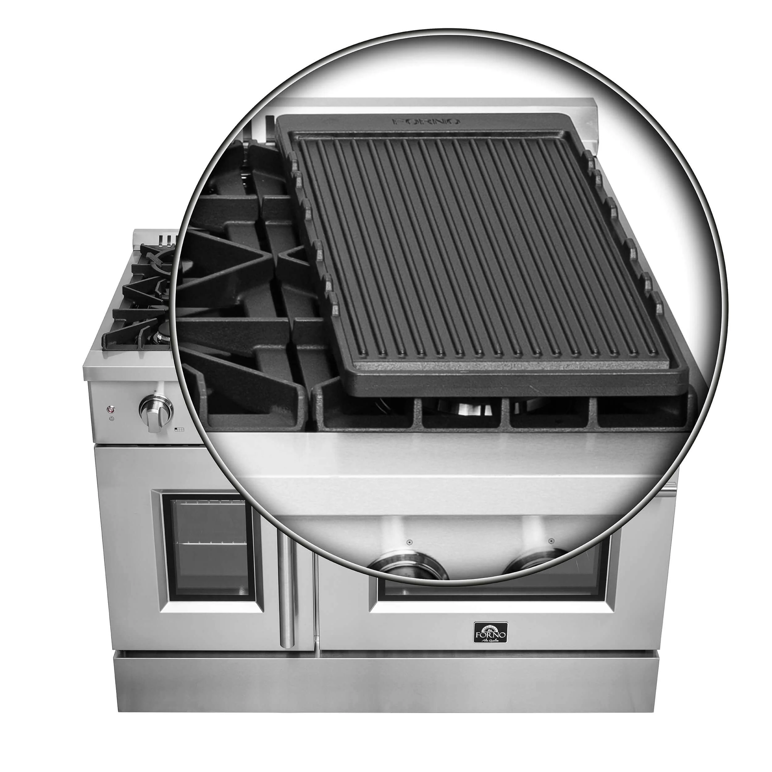 Forno 48-Inch Capriasca Gas Range with 8 Burners, 160,000 BTUs, & French Door Gas Oven in Stainless Steel (FFSGS6460-48) - Image 7