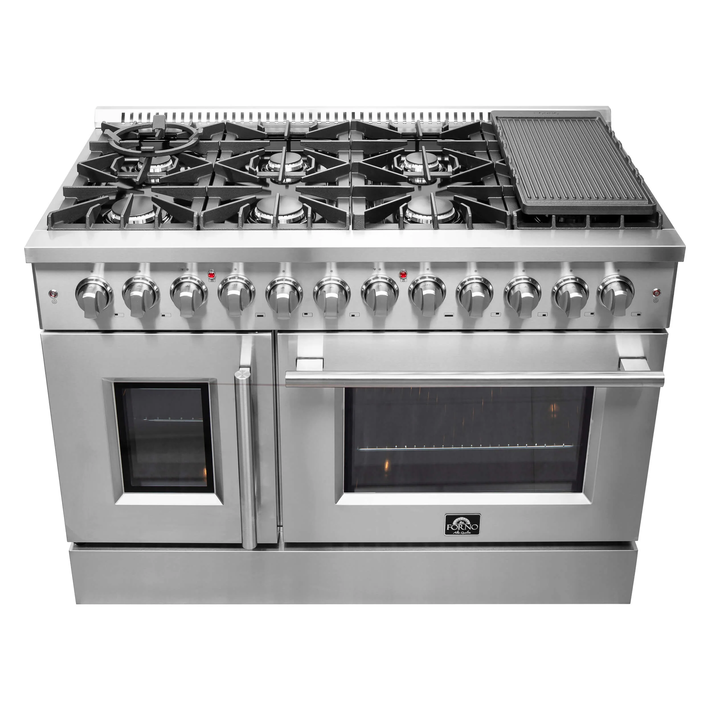 Forno 48-Inch Galiano Dual Fuel Range with 8 Gas Burner Cooktop,  & 6.58 Cu.Ft. Double Ovens in Stainless Steel (FFSGS6356-48) - Image 5