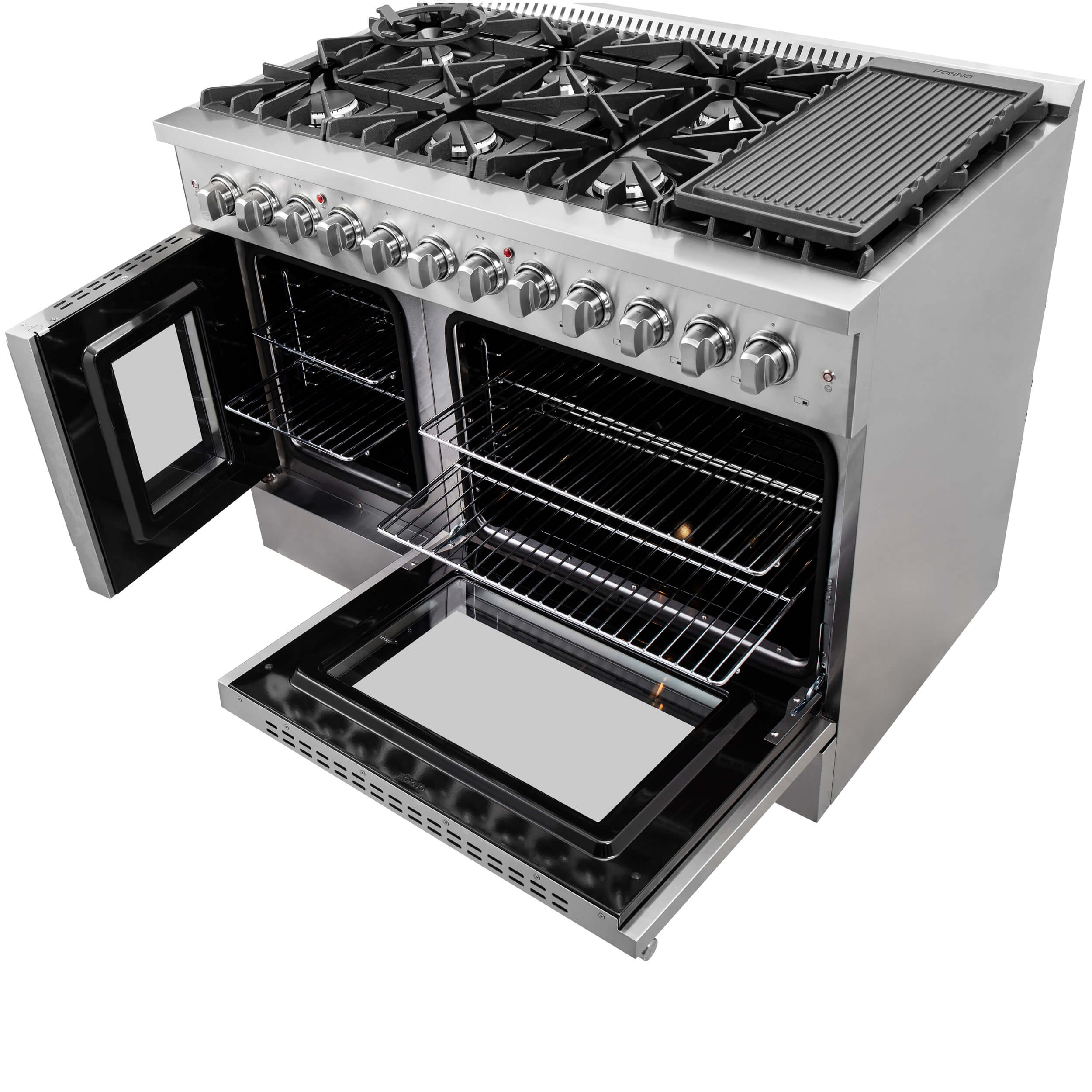 Forno 48-Inch Galiano Dual Fuel Range with 8 Gas Burner Cooktop,  & 6.58 Cu.Ft. Double Ovens in Stainless Steel (FFSGS6356-48) - Image 7