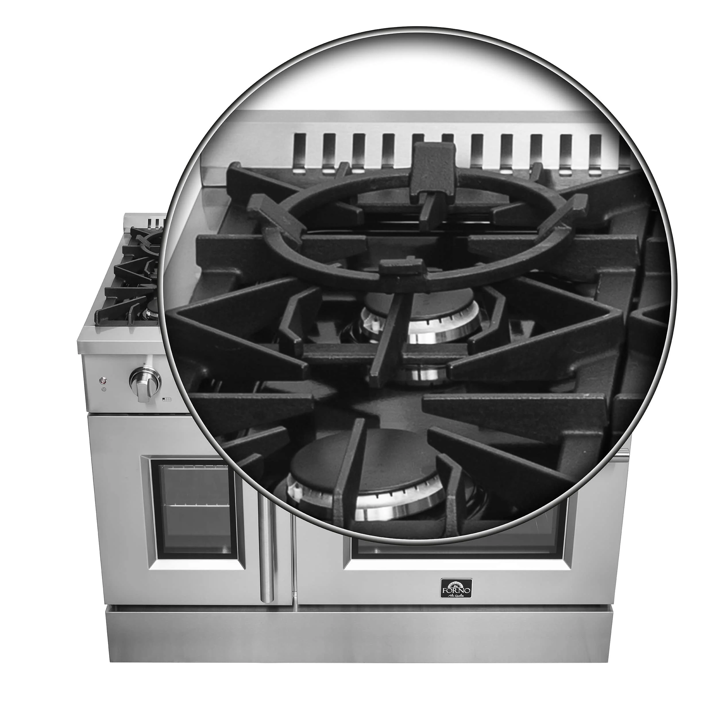 Forno 48-Inch Galiano Gas Range with 8 Gas Burners, 107,000 BTUs, & French Door Gas Oven in Stainless Steel (FFSGS6444-48) - Image 16