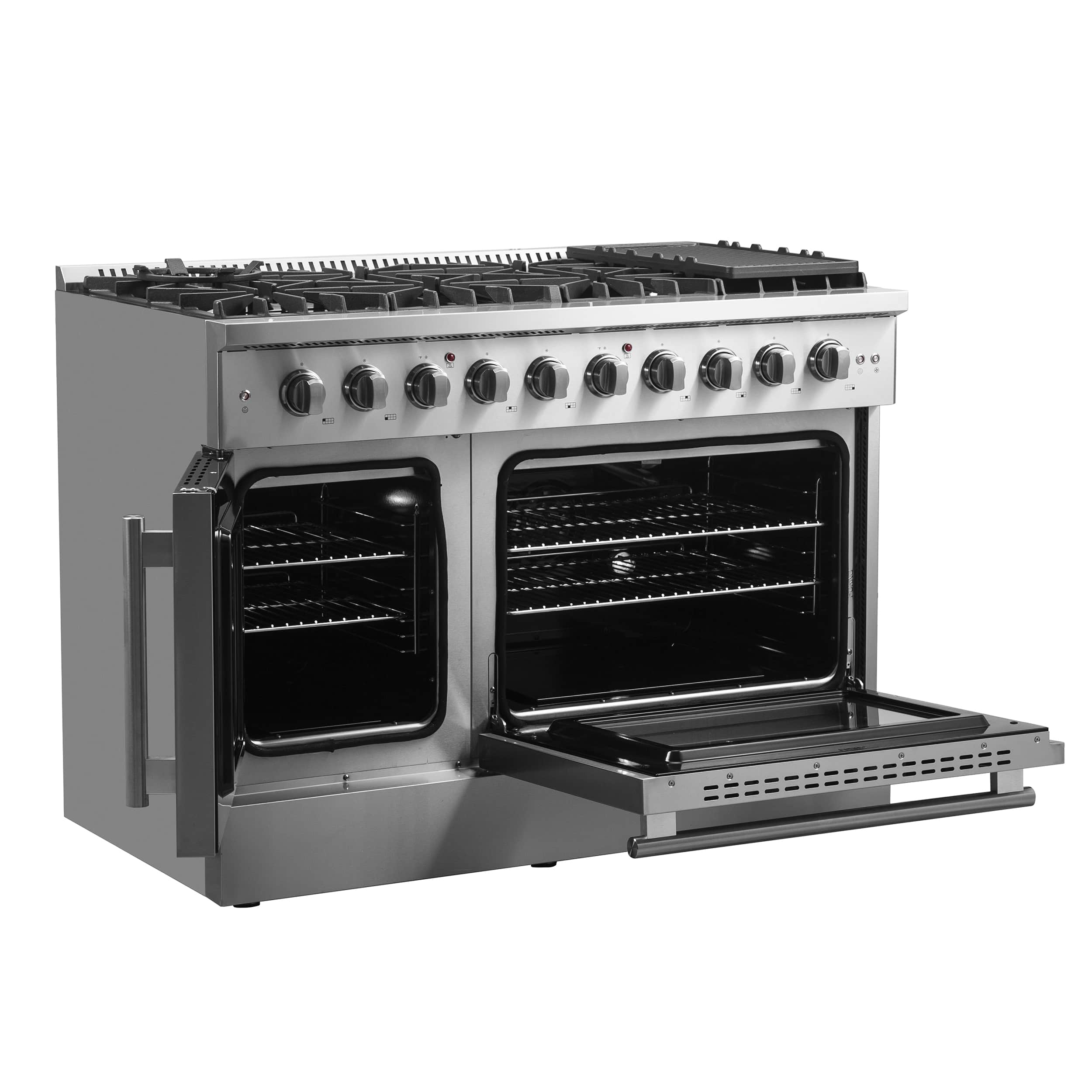 Forno 48-Inch Galiano Gas Range with 8 Gas Burners, 107,000 BTUs, & French Door Gas Oven in Stainless Steel (FFSGS6444-48) - Image 3