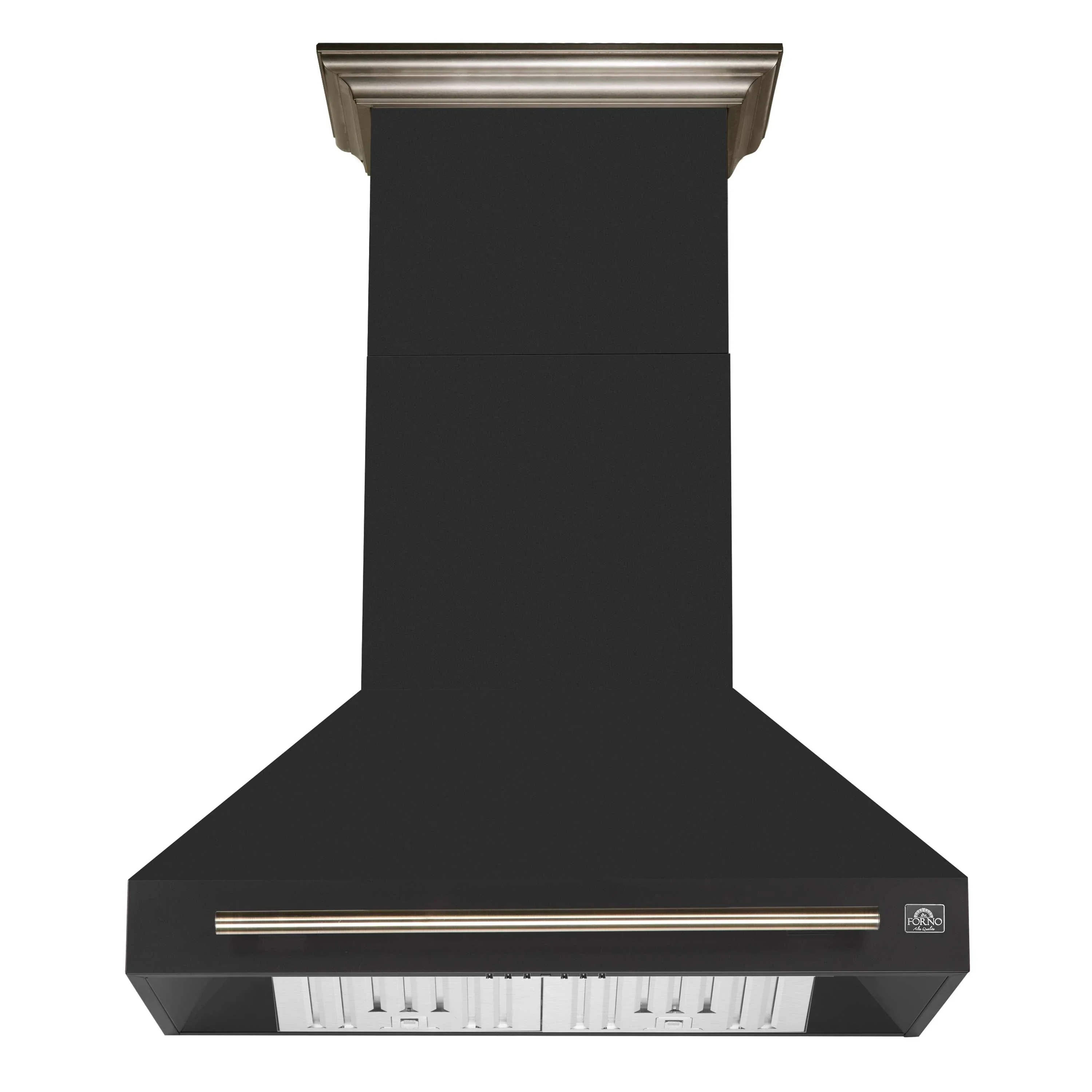 Forno 5-Piece Appliance Package - 36-Inch Dual Fuel Range, Wall Mount Range Hood, 60-Inch Refrigerator, Dishwasher, and 30-Inch Microwave Drawer in Black with Antique Brass Handle - Image 17