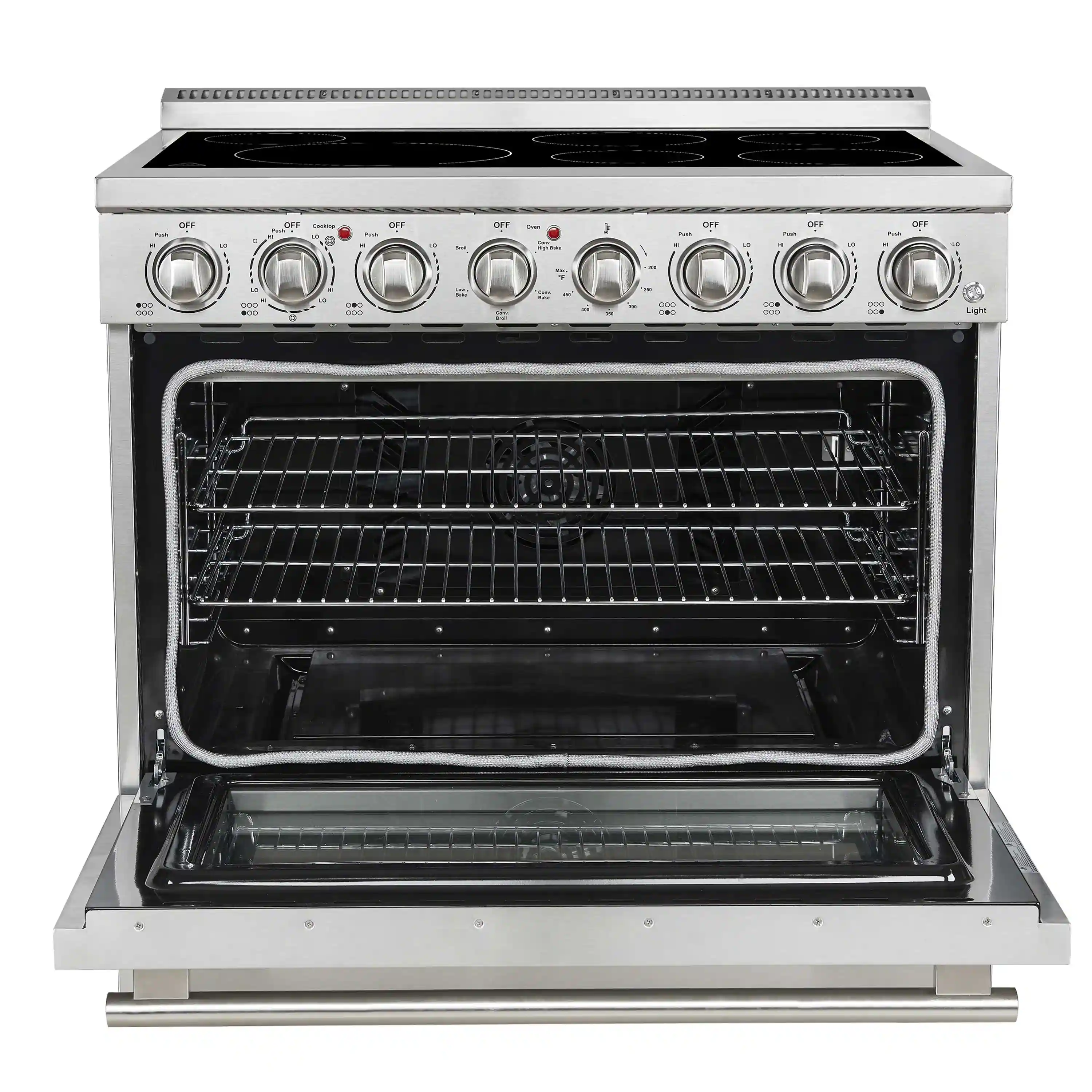 Forno 5-Piece Appliance Package - 36-Inch Electric Range, Wall Mount Range Hood, 36-Inch Refrigerator, Dishwasher, and 30-Inch Microwave Drawer in Stainless Steel - Image 5