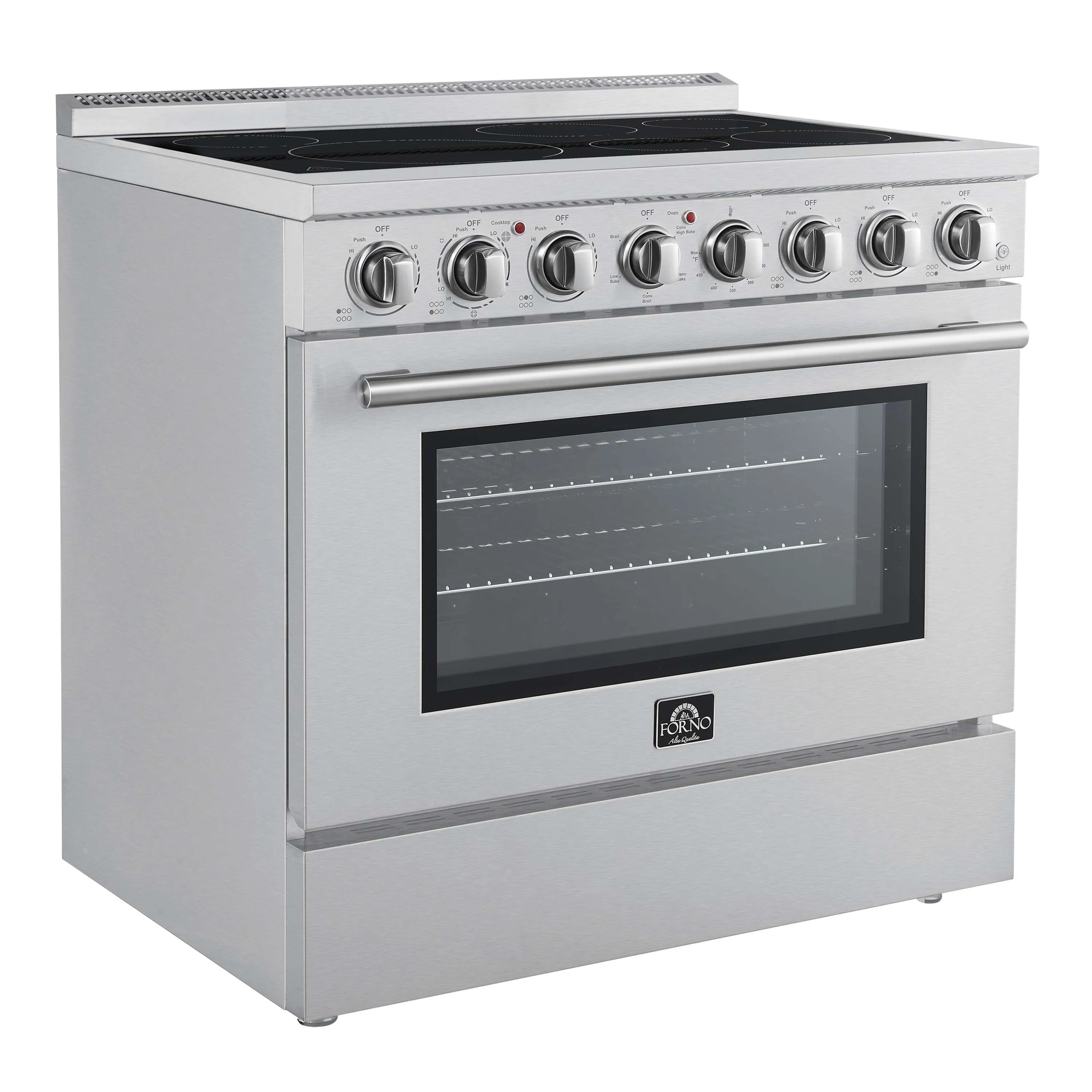 Forno 5-Piece Appliance Package - 36-Inch Electric Range, Wall Mount Range Hood, 60-Inch Refrigerator, Dishwasher, and 24-Inch Microwave Drawer in Stainless Steel - Image 3