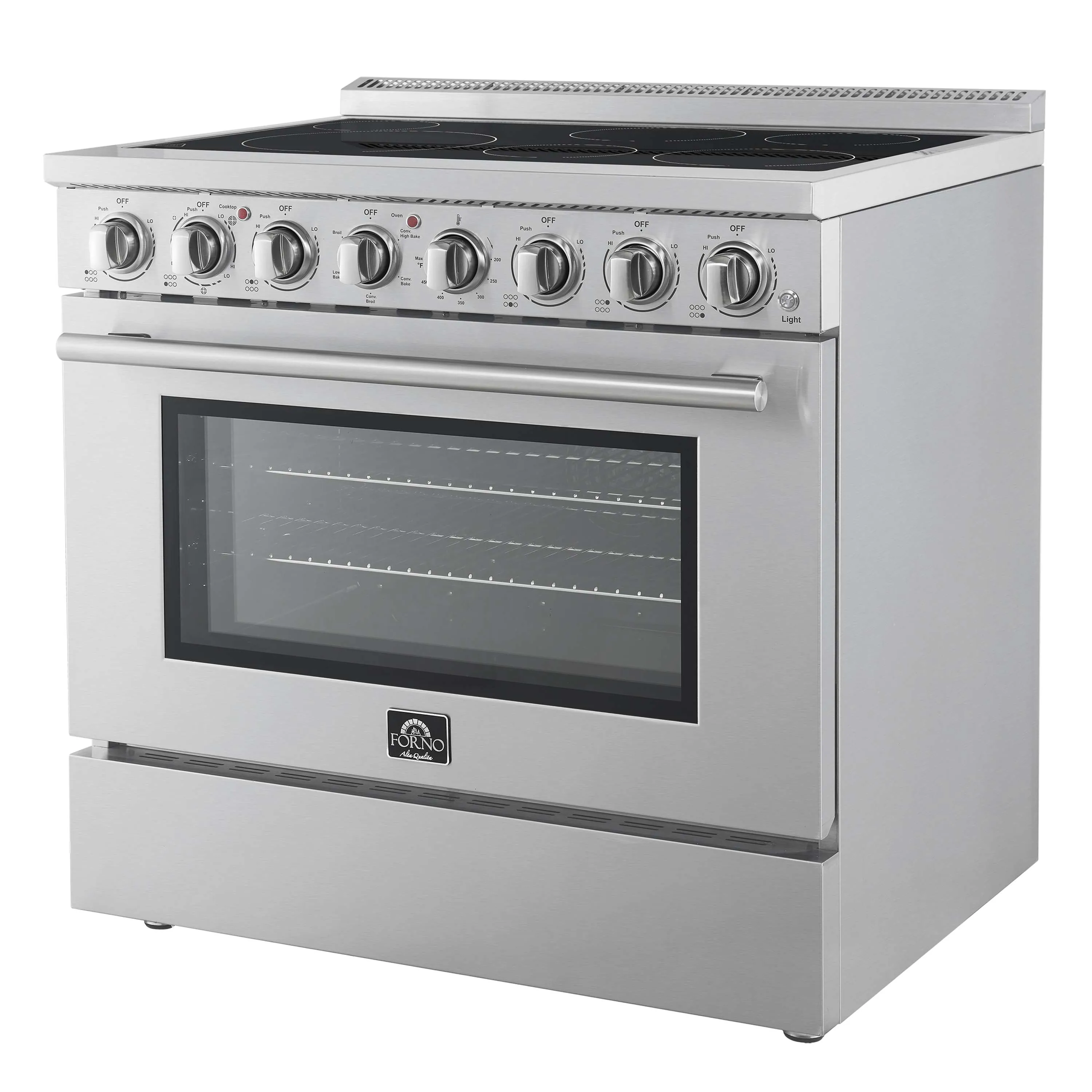 Forno 5-Piece Appliance Package - 36-Inch Electric Range, Wall Mount Range Hood, 60-Inch Refrigerator, Dishwasher, and 30-Inch Microwave Drawer in Stainless Steel - Image 4