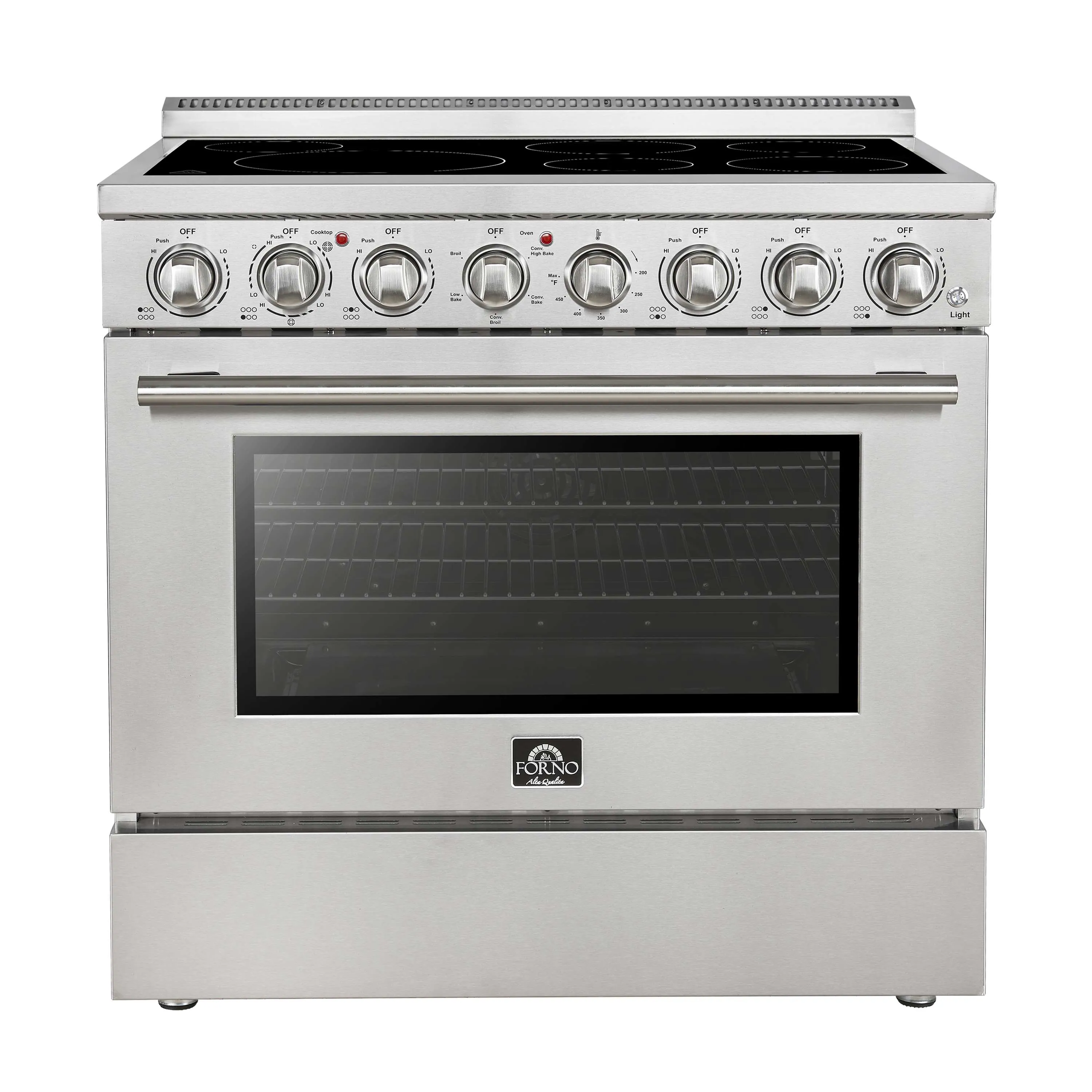 Forno 5-Piece Appliance Package - 36-Inch Electric Range, Wall Mount Range Hood, 60-Inch Refrigerator, Dishwasher, and 30-Inch Microwave Oven in Stainless Steel - Image 3