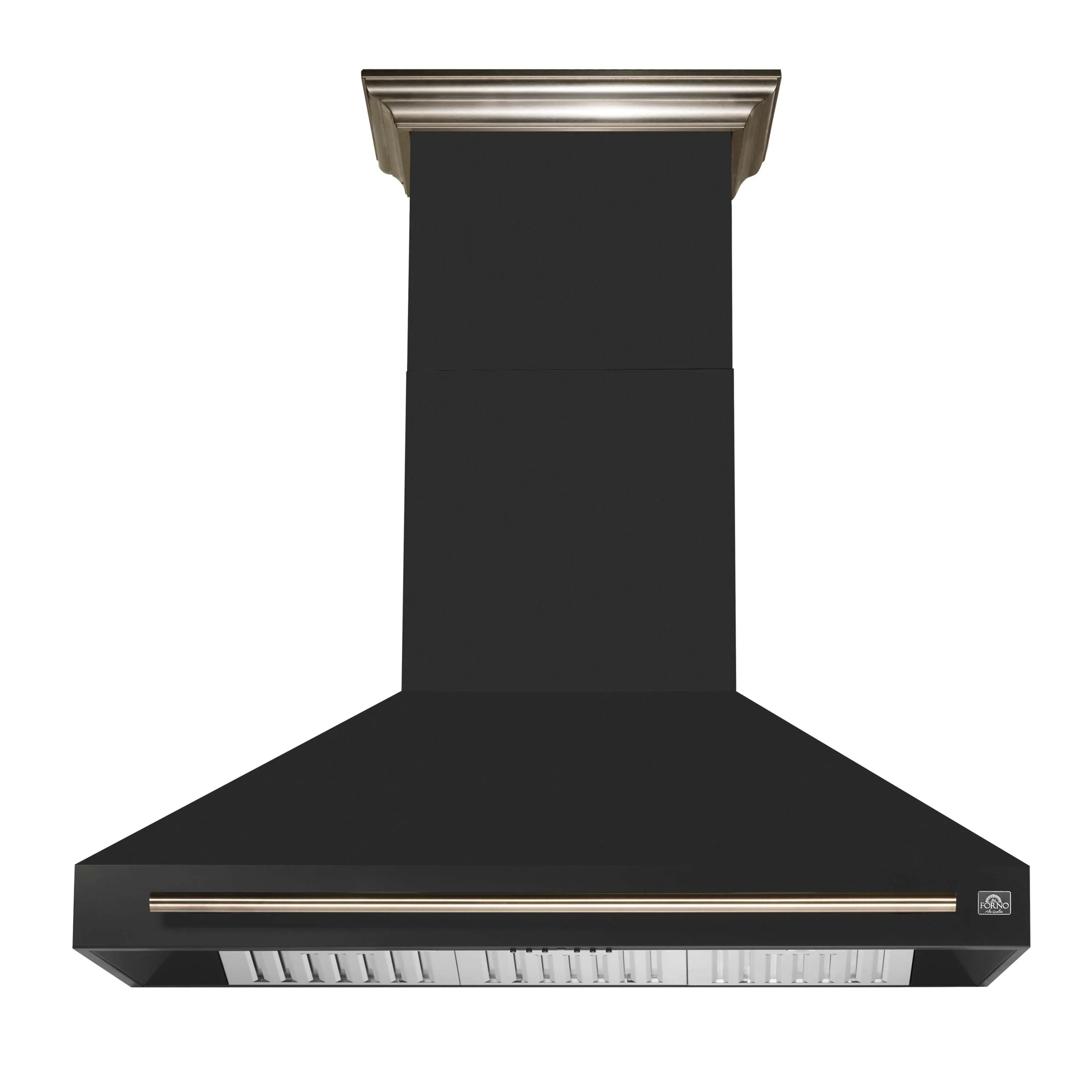 Forno 5-Piece Appliance Package - 48-Inch Dual Fuel Range, Wall Mount Range Hood, 36-Inch Refrigerator, Dishwasher, and 30-Inch Microwave Drawer in Black with Antique Brass Handle - Image 18