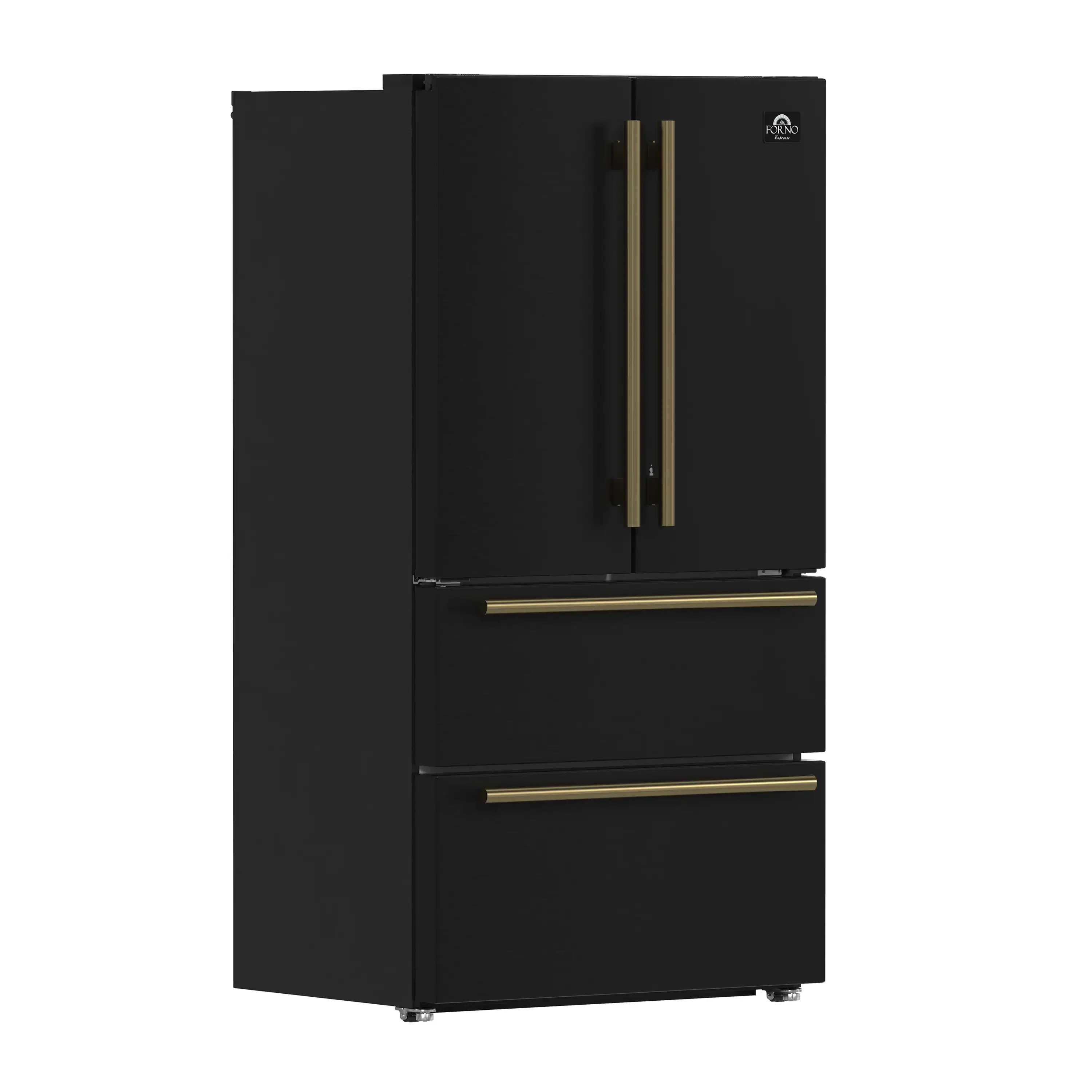 Forno 5-Piece Appliance Package - 48-Inch Dual Fuel Range, Wall Mount Range Hood, 36-Inch Refrigerator, Dishwasher, and 30-Inch Microwave Drawer in Black with Antique Brass Handle - Image 33