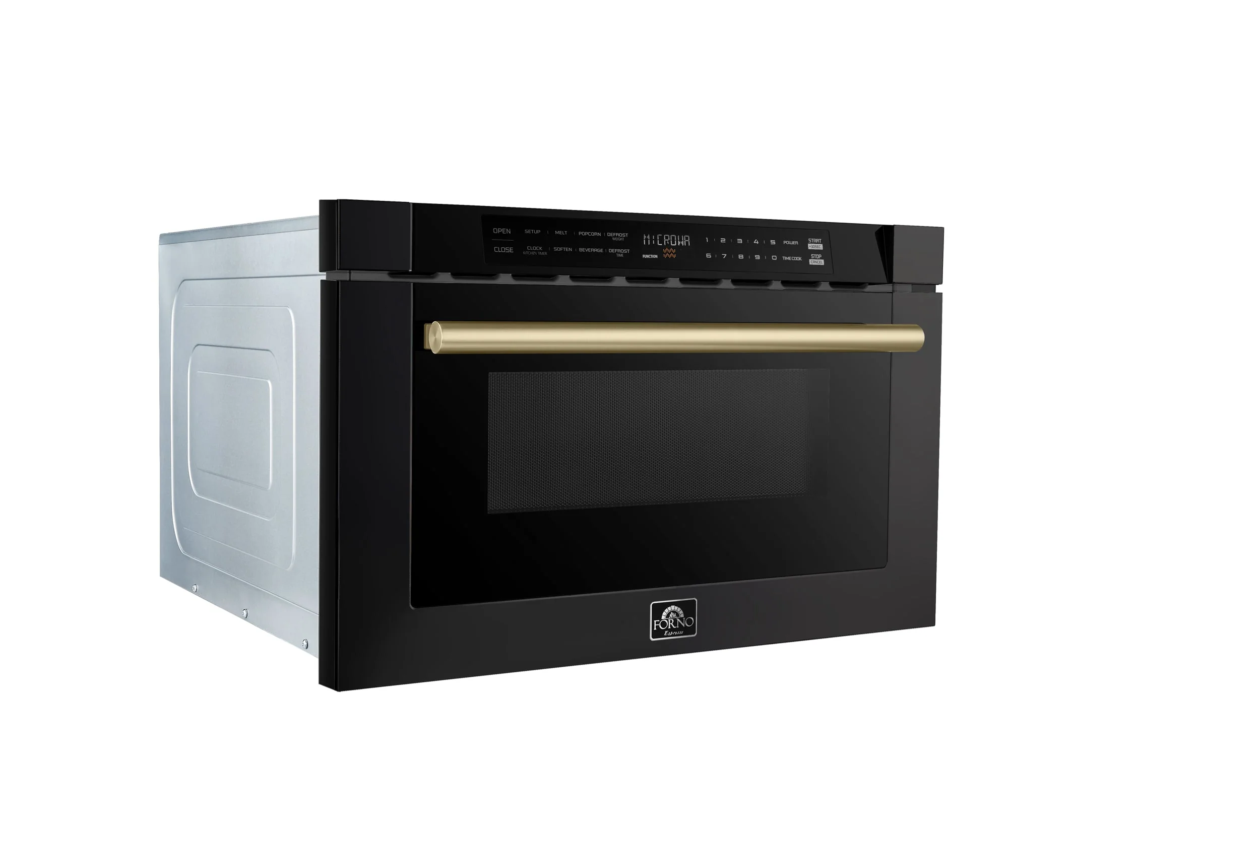 Forno 5-Piece Appliance Package - 36-Inch Dual Fuel Range, Wall Mount Range Hood, 60-Inch Convertible Refrigerator with Modern Trim, Dishwasher, and 24-Inch Microwave Drawer in Black with Antique Brass Handle - Image 51