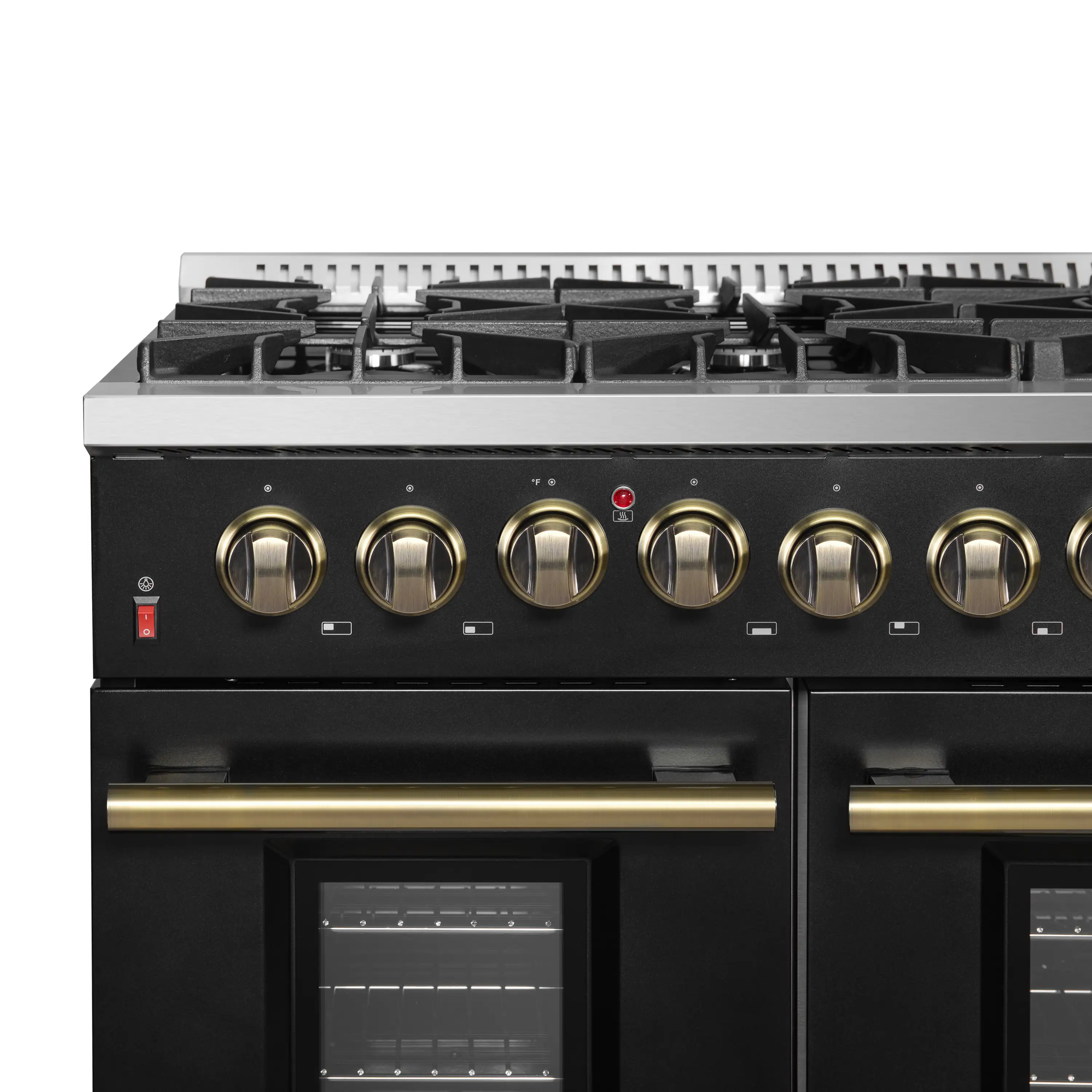 Forno 5-Piece Appliance Package - 48-Inch Dual Fuel Range, 60-Inch Convertible Refrigerator with Modern Trim, Dishwasher, and 30-Inch Microwave Drawer in Black with Antique Brass Handle - Image 13