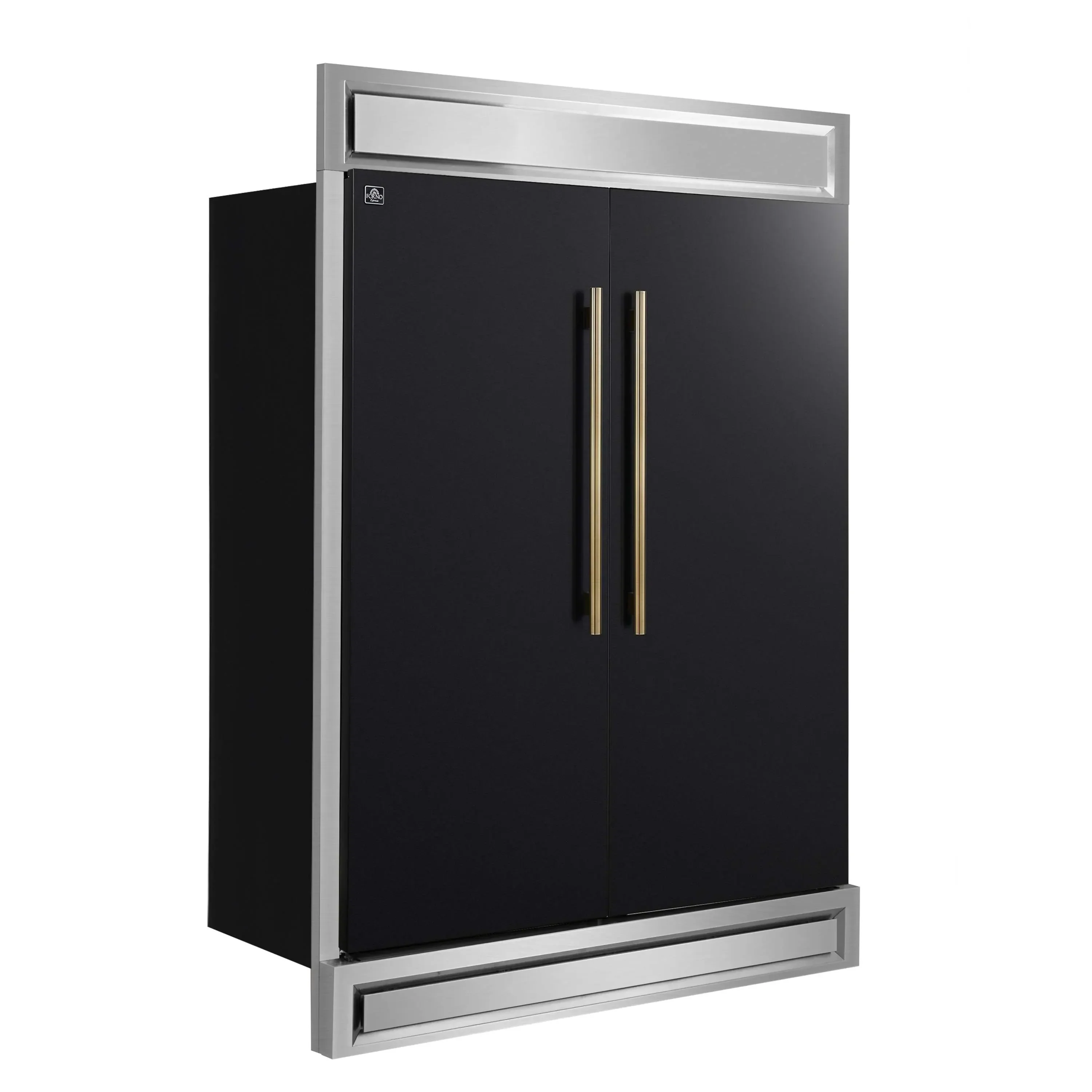 Forno 5-Piece Appliance Package - 48-Inch Gas Range, 60-Inch Convertible Refrigerator with Modern Trim, Dishwasher, and 30-Inch Microwave Drawer in Black with Antique Brass Handle - Image 30