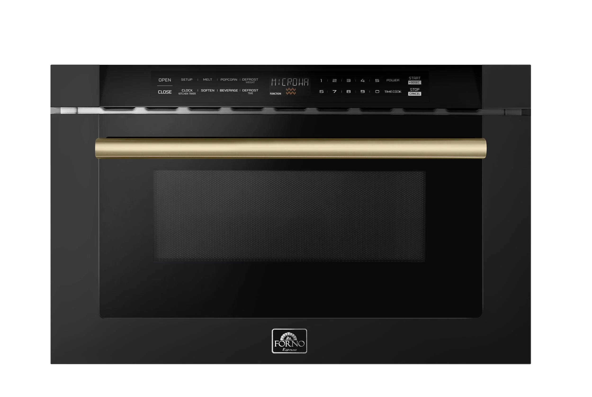 Forno 5-Piece Appliance Package - 48-Inch Gas Range, 60-Inch Convertible Refrigerator with Modern Grille Trim, Dishwasher, and 24-Inch Microwave Drawer in Black with Antique Brass Handle - Image 44