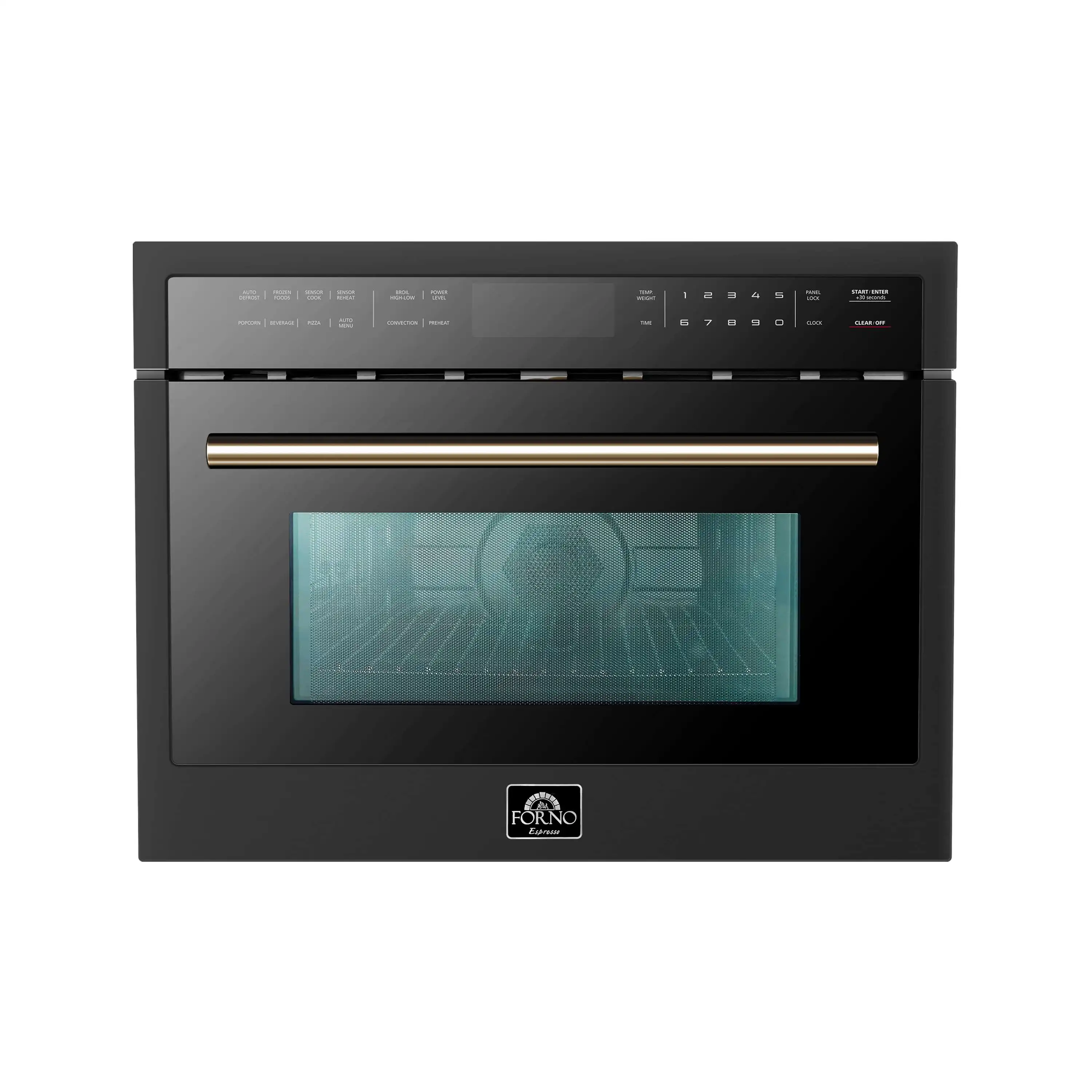Forno 5-Piece Appliance Package - 48-Inch Gas Range, 60-Inch Convertible Refrigerator with Modern Grille Trim, Dishwasher, and 24-Inch Microwave Oven in Black with Antique Brass Handle - Image 44