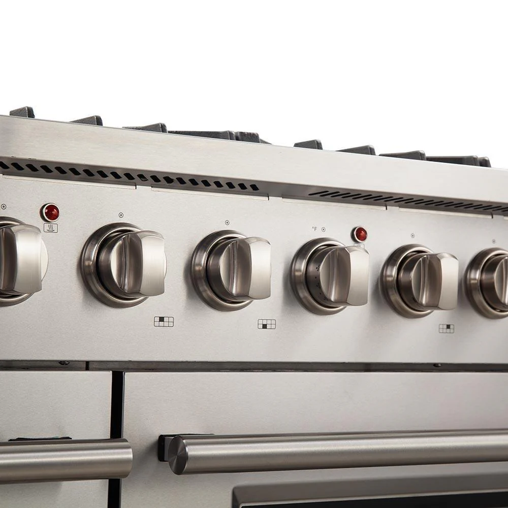 Forno 5-Piece Appliance Package - 48-Inch Gas Range, 60-Inch Pro-Style Refrigerator, Wall Mount Hood, 24-Inch Microwave Oven, & 3-Rack Dishwasher in Stainless Steel - Image 5