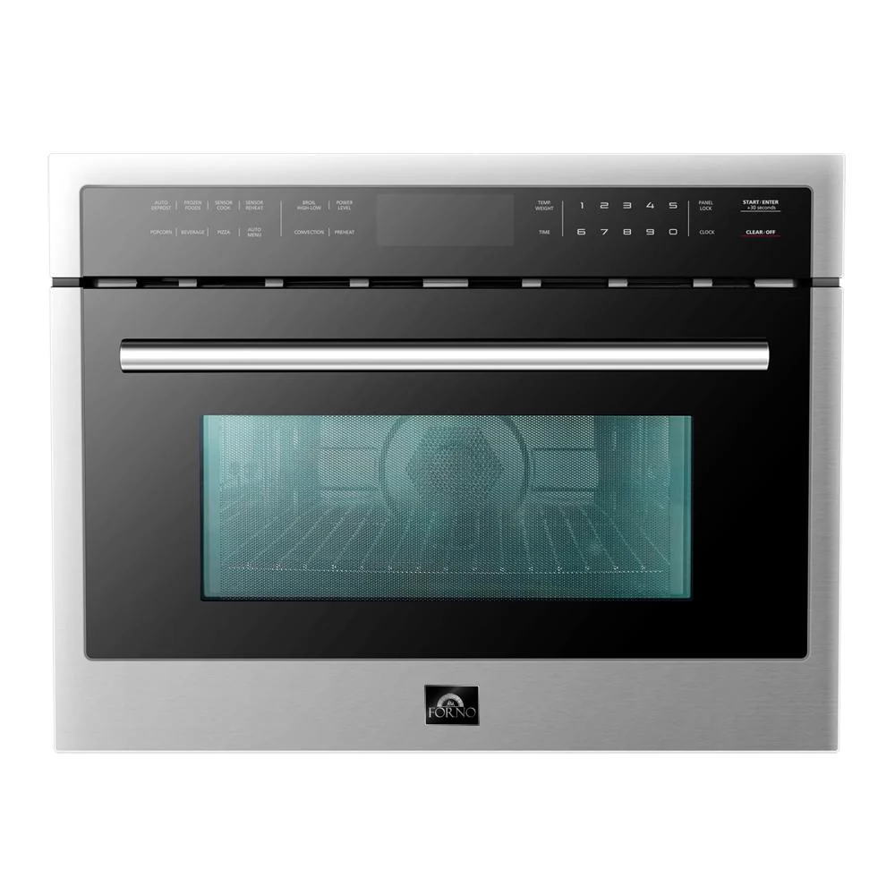 Forno 5-Piece Pro Appliance Package - 48-Inch Gas Range, Refrigerator with Water Dispenser, Wall Mount Hood, 24-Inch Microwave Oven, & 3-Rack Dishwasher in Stainless Steel - Image 13