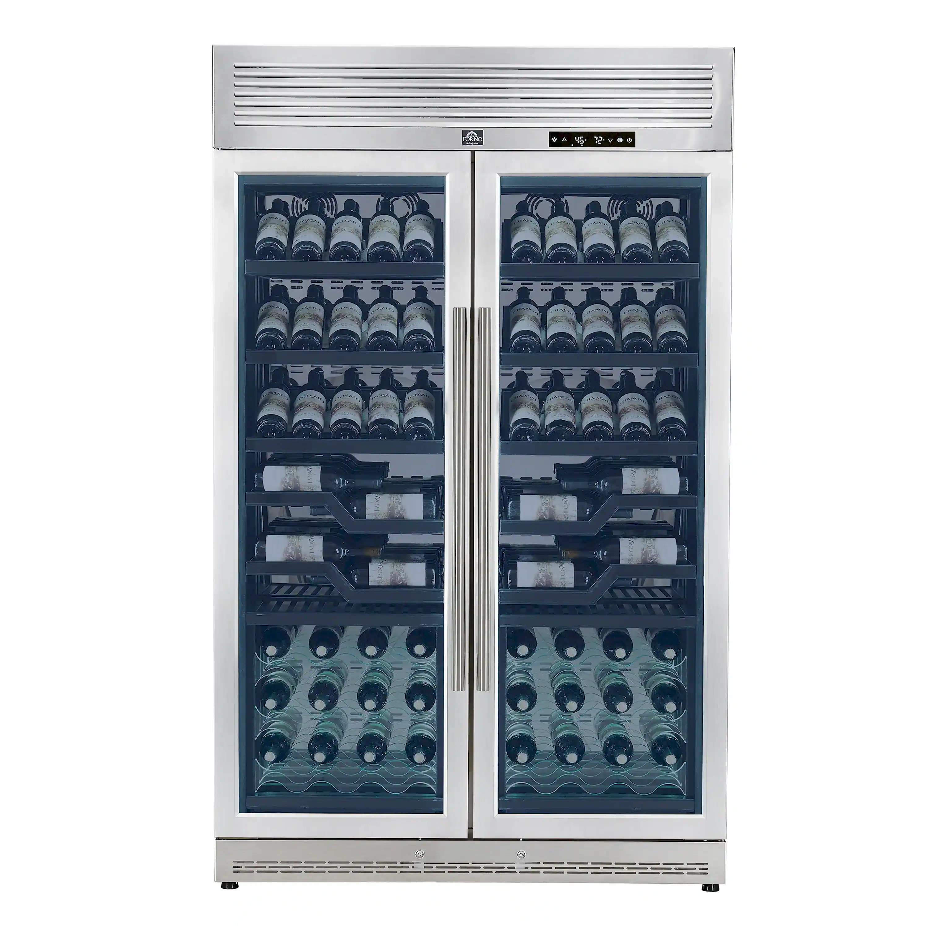 FORNO Abruzzo 48-Inch Dual Zone Wine Cooler with 102 Bottles, 24 Cu. Ft., Green Acrylic Holders & Black Shelves (FWCDR6610-48S) - Image 3