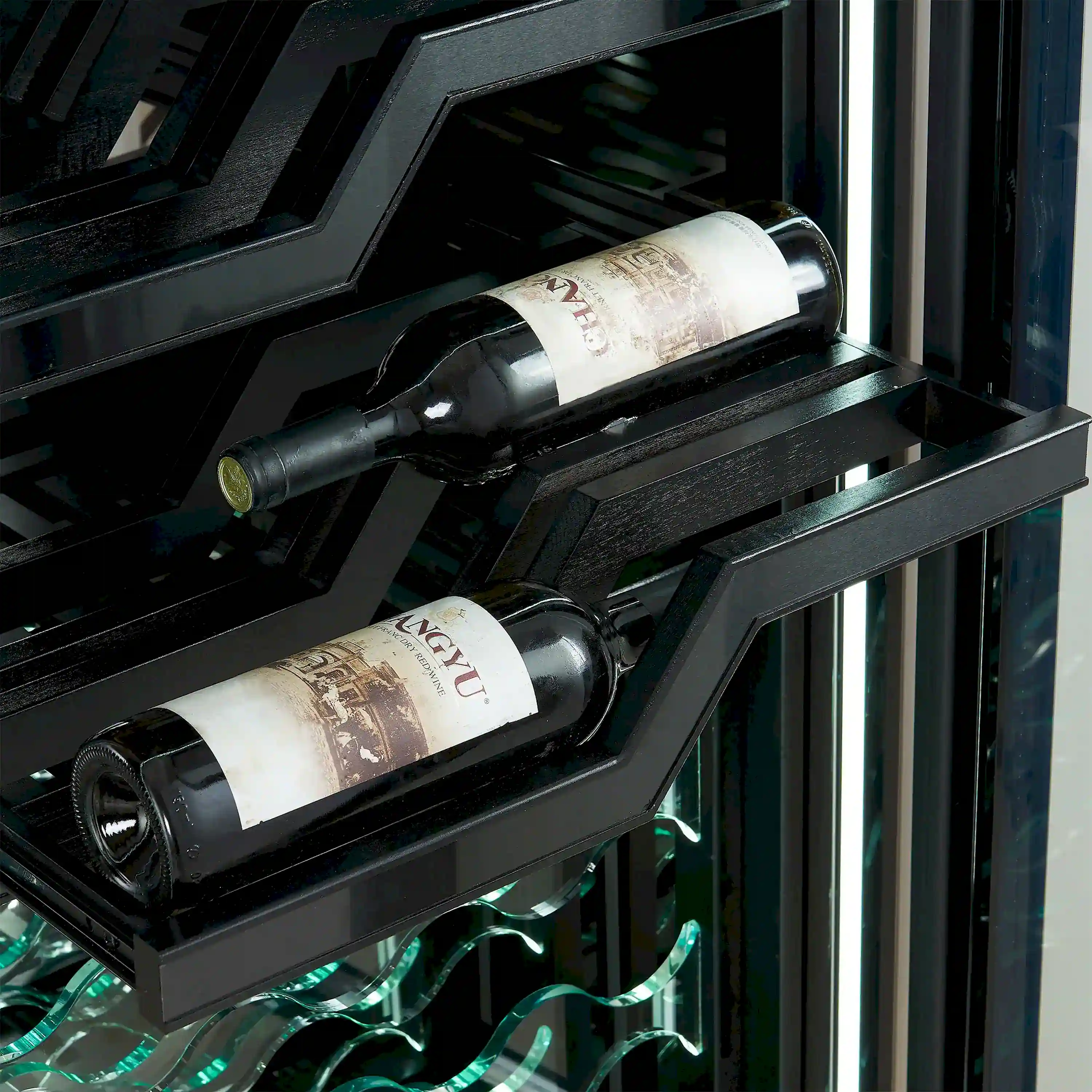 FORNO Abruzzo 48-Inch Dual Zone Wine Cooler with 102 Bottles, 24 Cu. Ft., Green Acrylic Holders & Black Shelves (FWCDR6610-48S) - Image 9