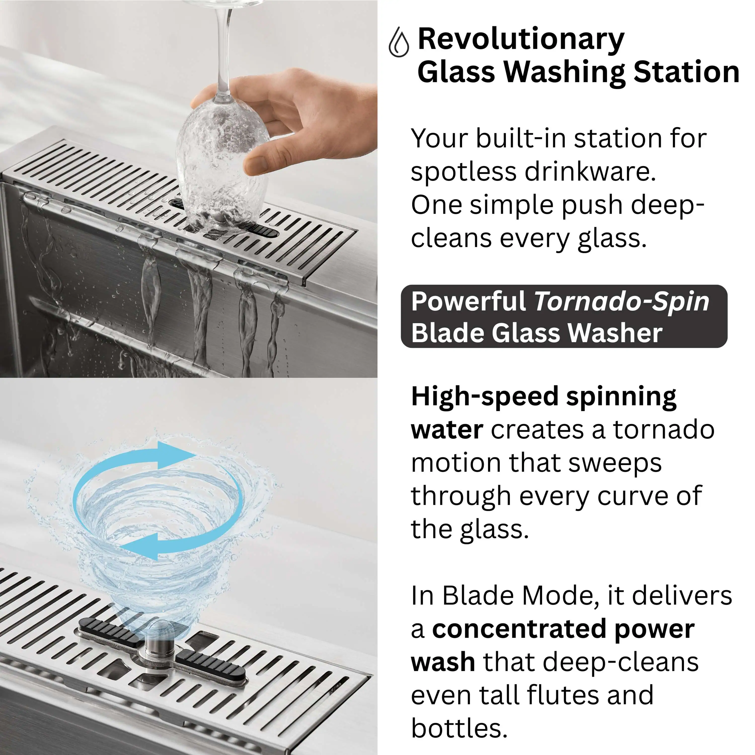 Forno Acqua 33-Inch Drop-In/Undermount 3-Level Workstation Sink with Waterfall Faucet & Glass Rinser (D-XP30) - Image 8