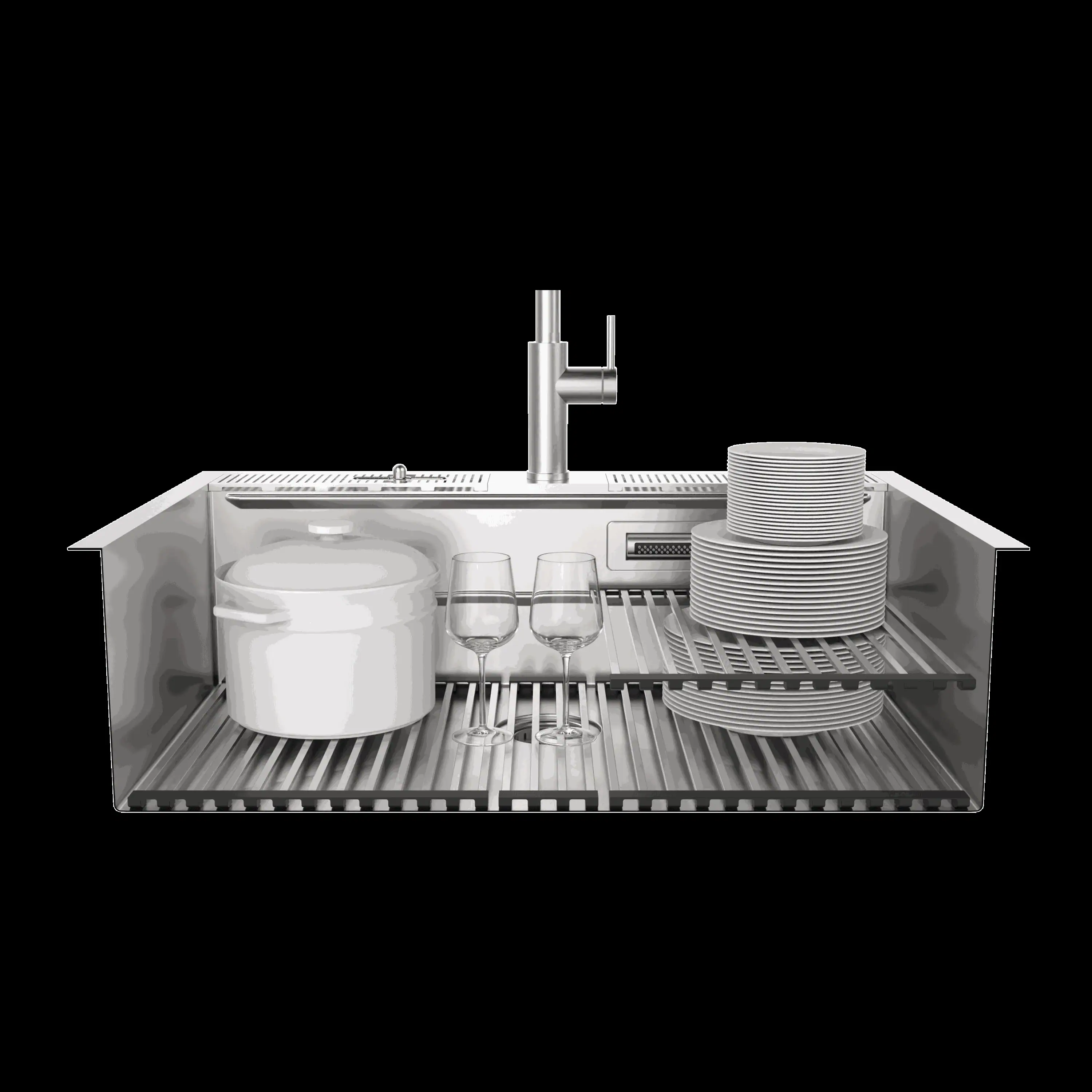 Forno Acqua 33-Inch Drop-In/Undermount MultiSINK Workstation Sink with Waterfall Faucet & Glass Rinser (E-XP30) - Image 2