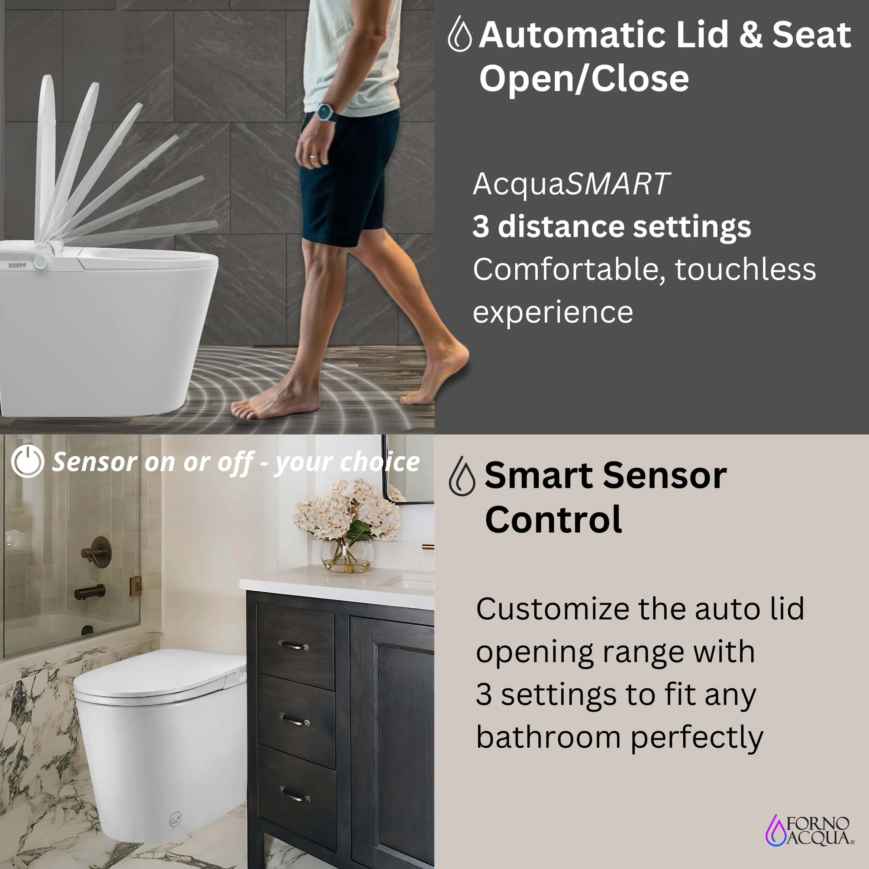 Forno Acqua Luxurious Smart Toilet, Includes Auto Flush, Auto Lid, Powerful Flush, Sleek Tankless Design Ideal for Powder Rooms (CSTPA0) - Image 11