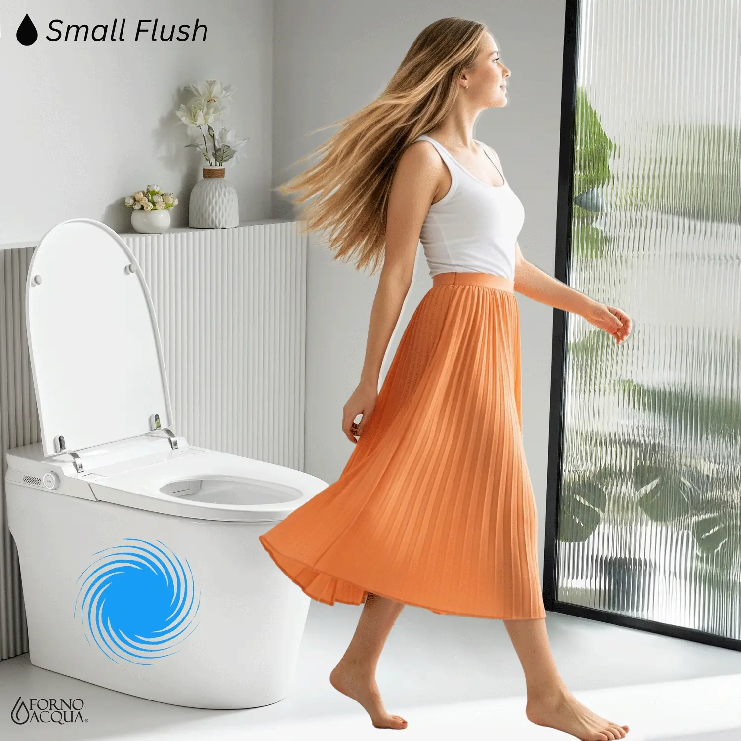 Forno Acqua Luxurious Smart Toilet, Includes Auto Flush, Powerful Flush, Sleek Tankless design Ideal for Powder Rooms (CSTS00) - Image 2