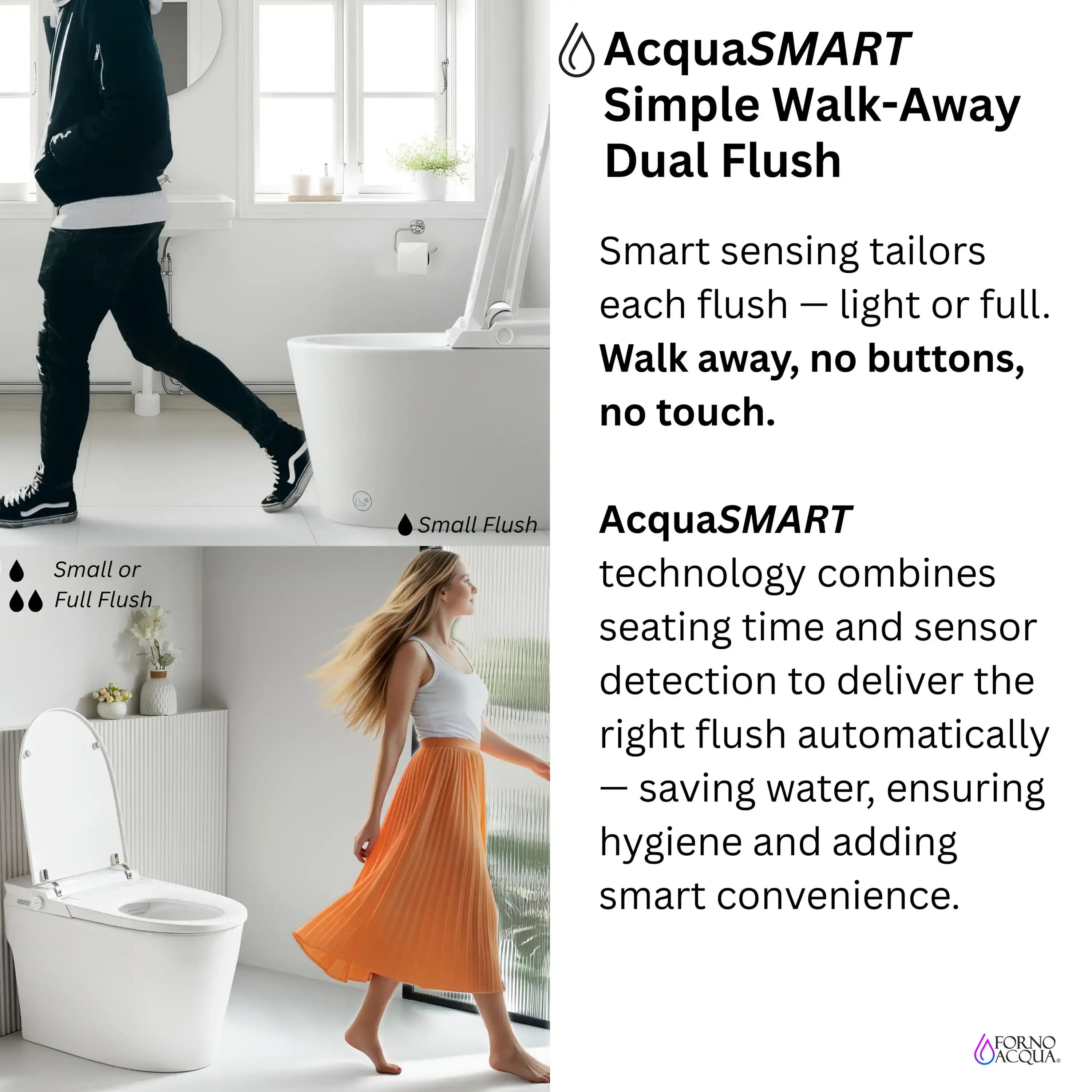 Forno Acqua Luxurious Smart Toilet, Includes Auto Flush, Powerful Flush, Sleek Tankless design Ideal for Powder Rooms (CSTS00) - Image 5
