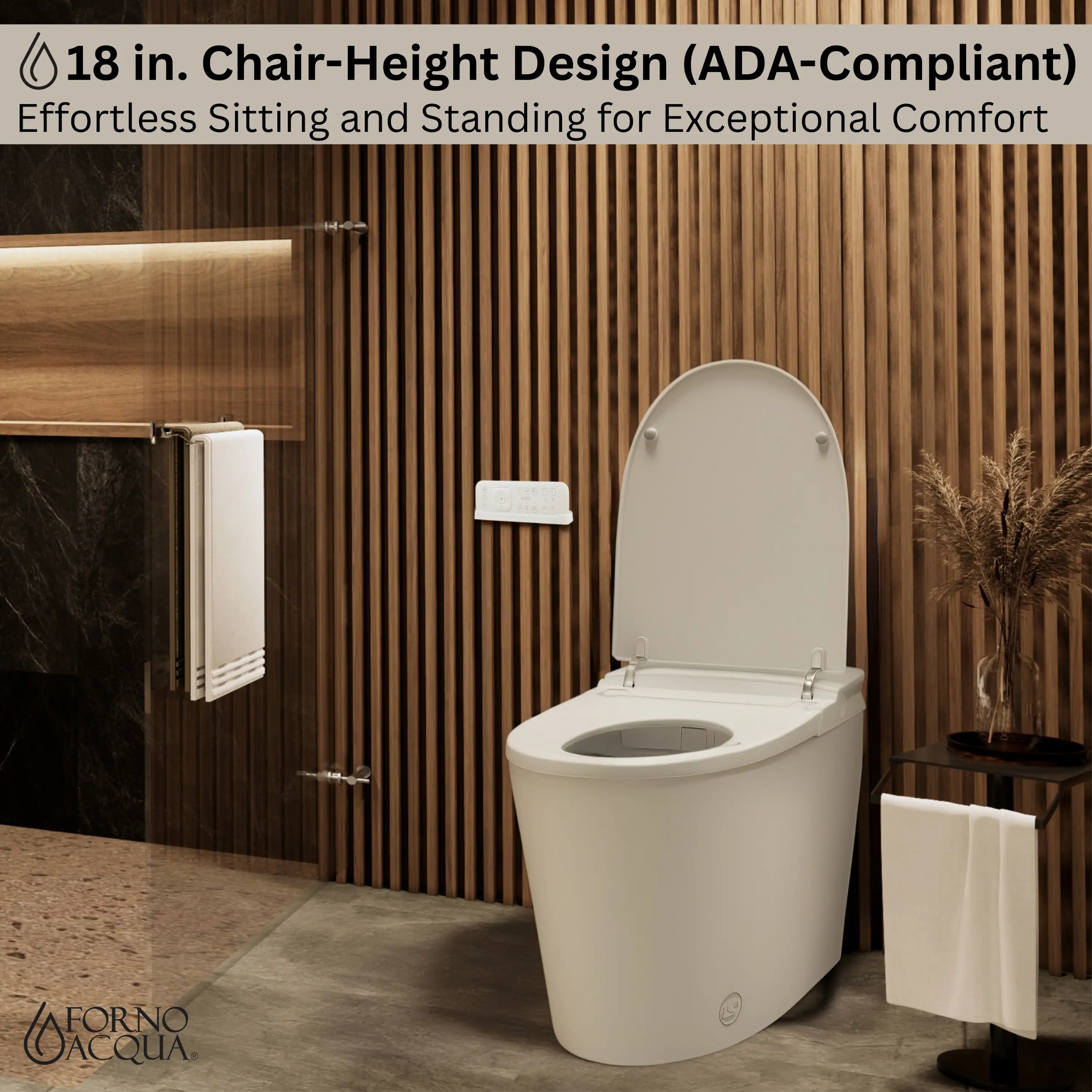Forno Acqua Luxurious Super Smart Toilet, Includes Bidet, Heated Seat, Auto Flush, Auto Lid, Powerful Flush, Ideal for Master Bathrooms (CSTE01) - Image 3
