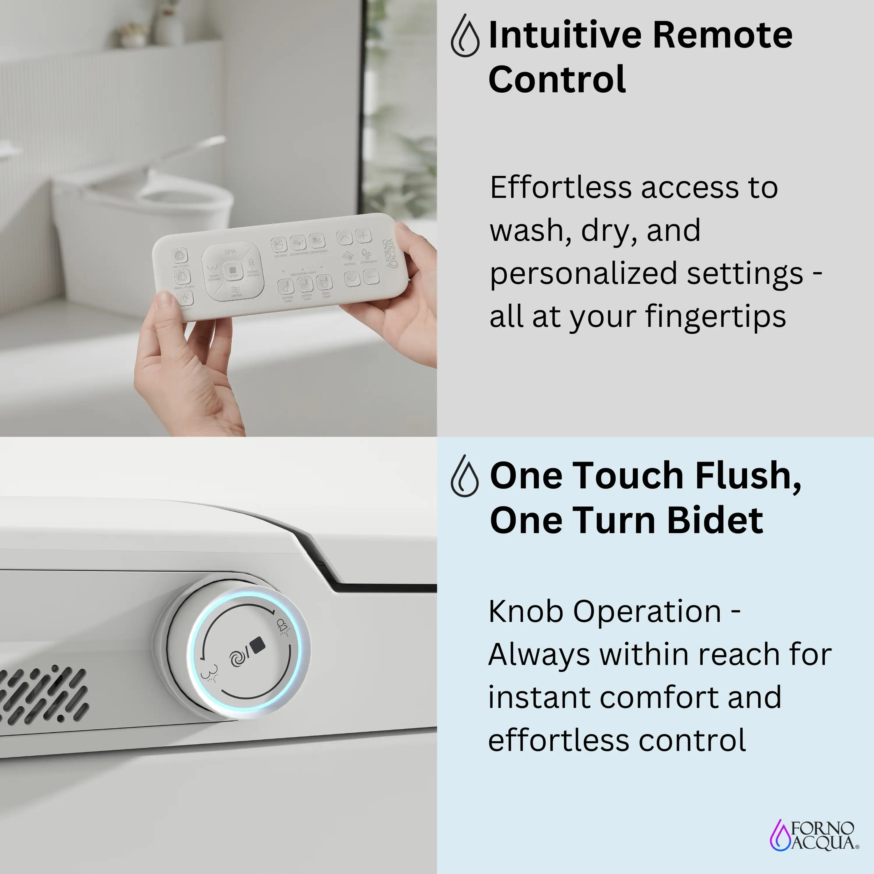 Forno Acqua Luxurious Super Smart Toilet, Includes Bidet, Heated Seat, Auto Flush, Auto Lid, Powerful Flush, Ideal for Master Bathrooms (CSTE01) - Image 8