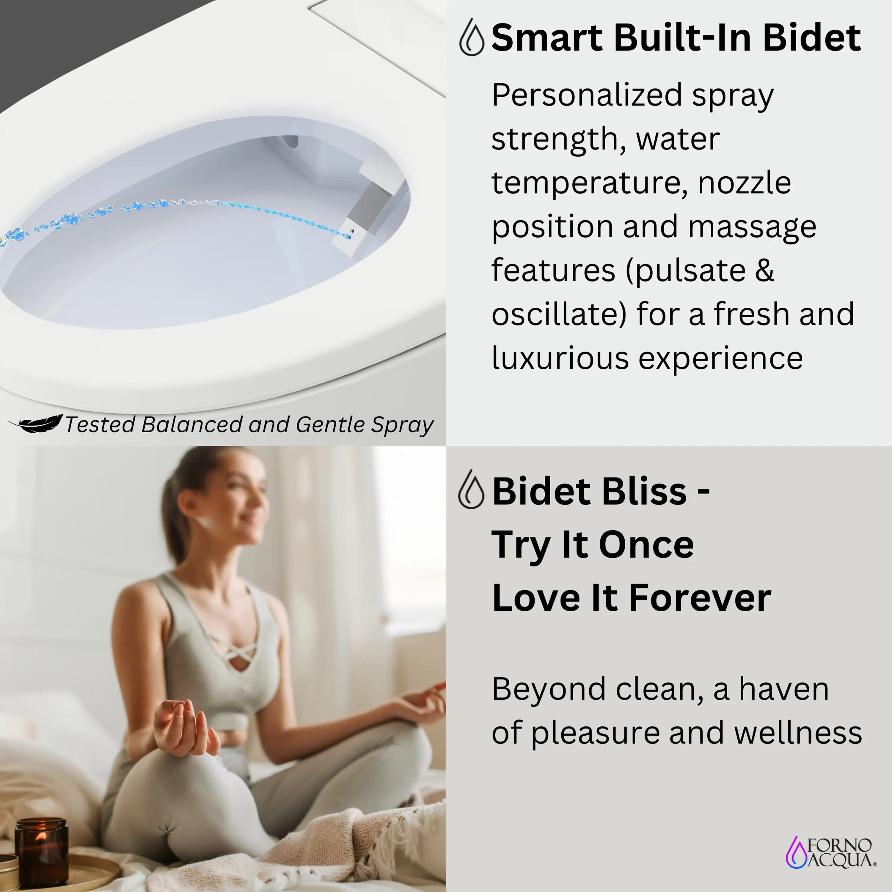 Forno Acqua Luxurious Super Smart Toilet, Includes Bidet, Heated Seat, Auto Flush, Auto Lid, Powerful Flush, Ideal for Master Bathrooms (CSTE01) - Image 9