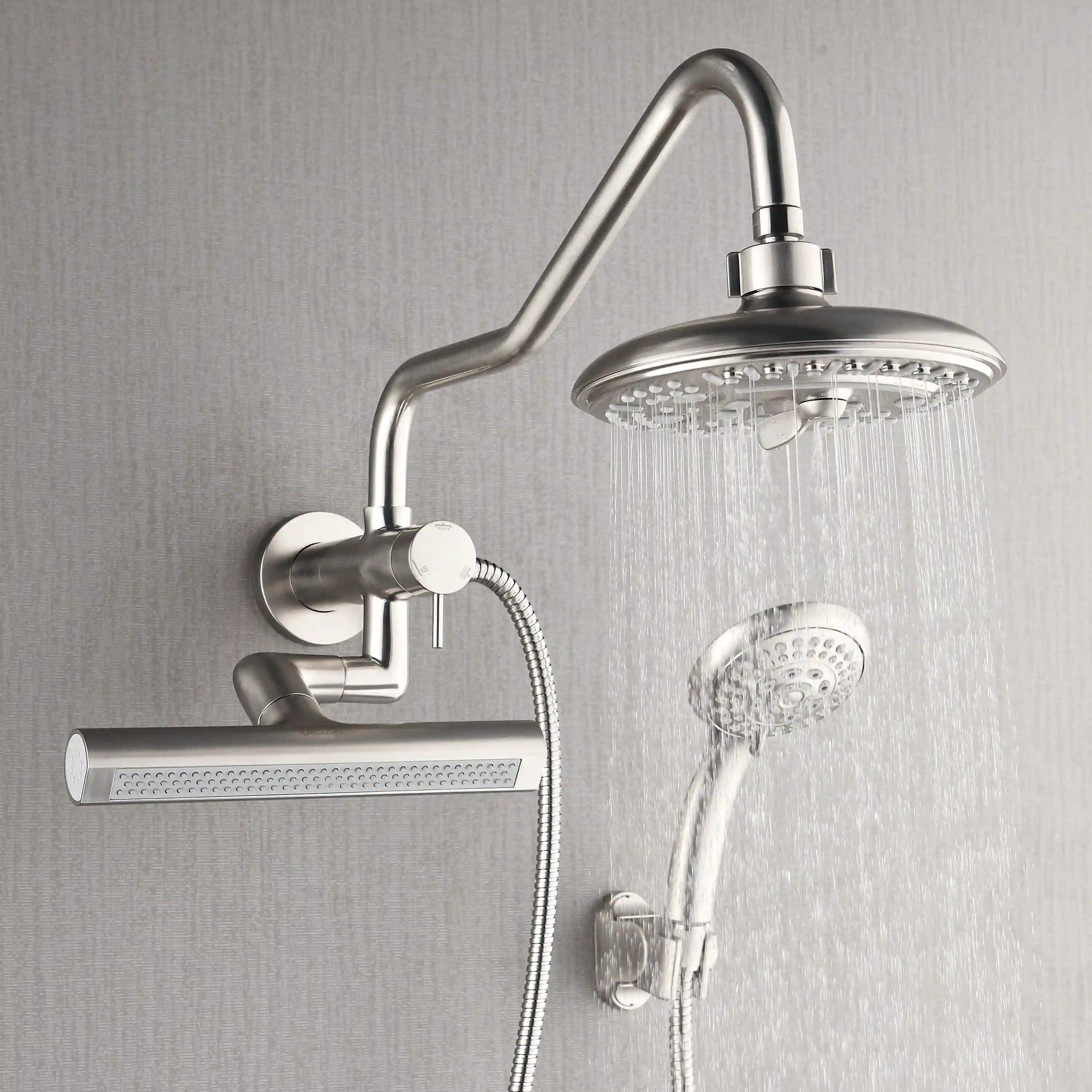 Forno Acqua Fall Mini 8-Inch Overhead Rainfall Shower with 2.5 GPM Flow Rate, Handheld, Body Jets in Brushed Nickel (SMW2BN-C2) - Image 7