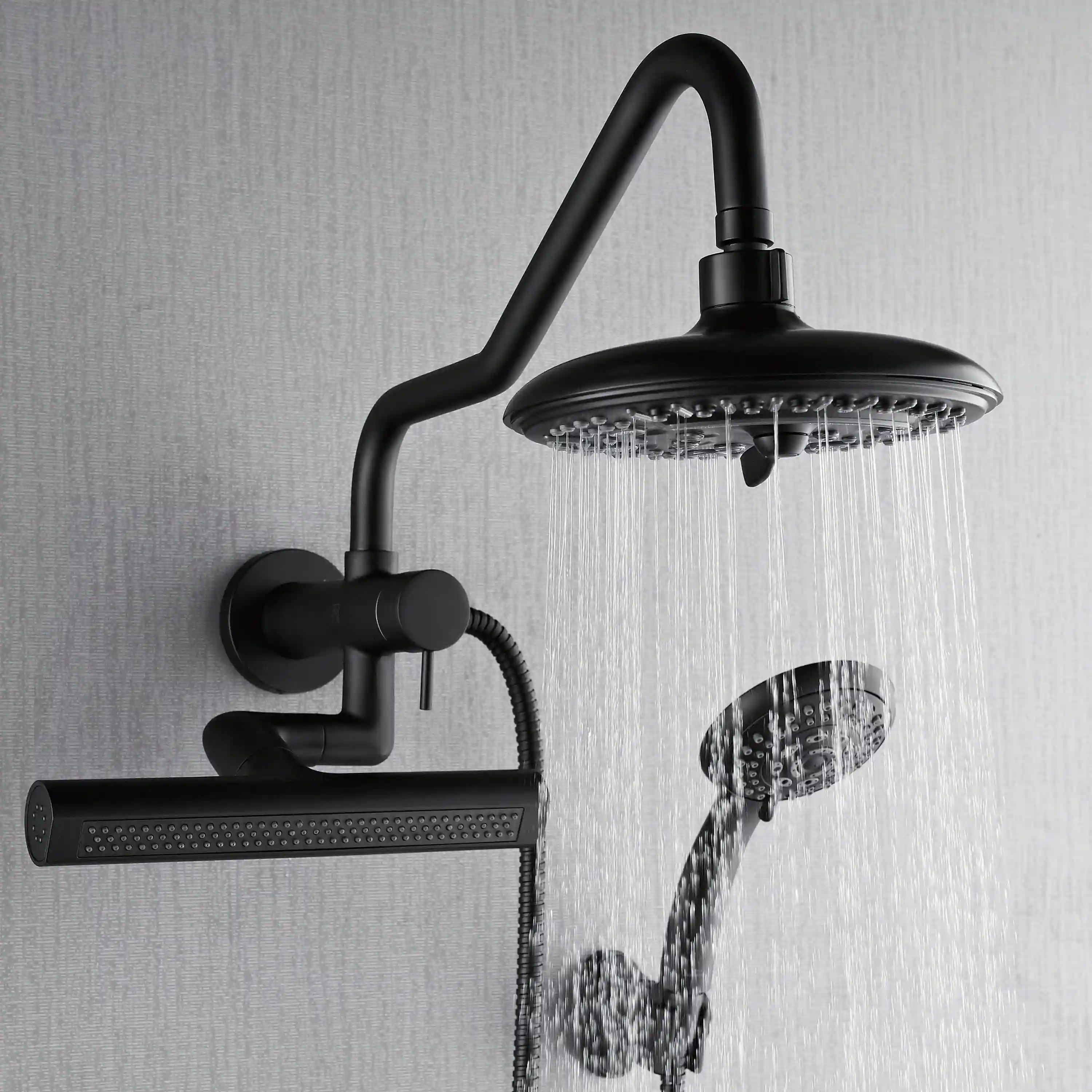 Forno Acqua Fall Mini 8-Inch Overhead Rainfall Shower with 2.5 GPM Flow Rate, Handheld, Body Jets in Matte Black Finish (SMW2BK-C2) - Image 10