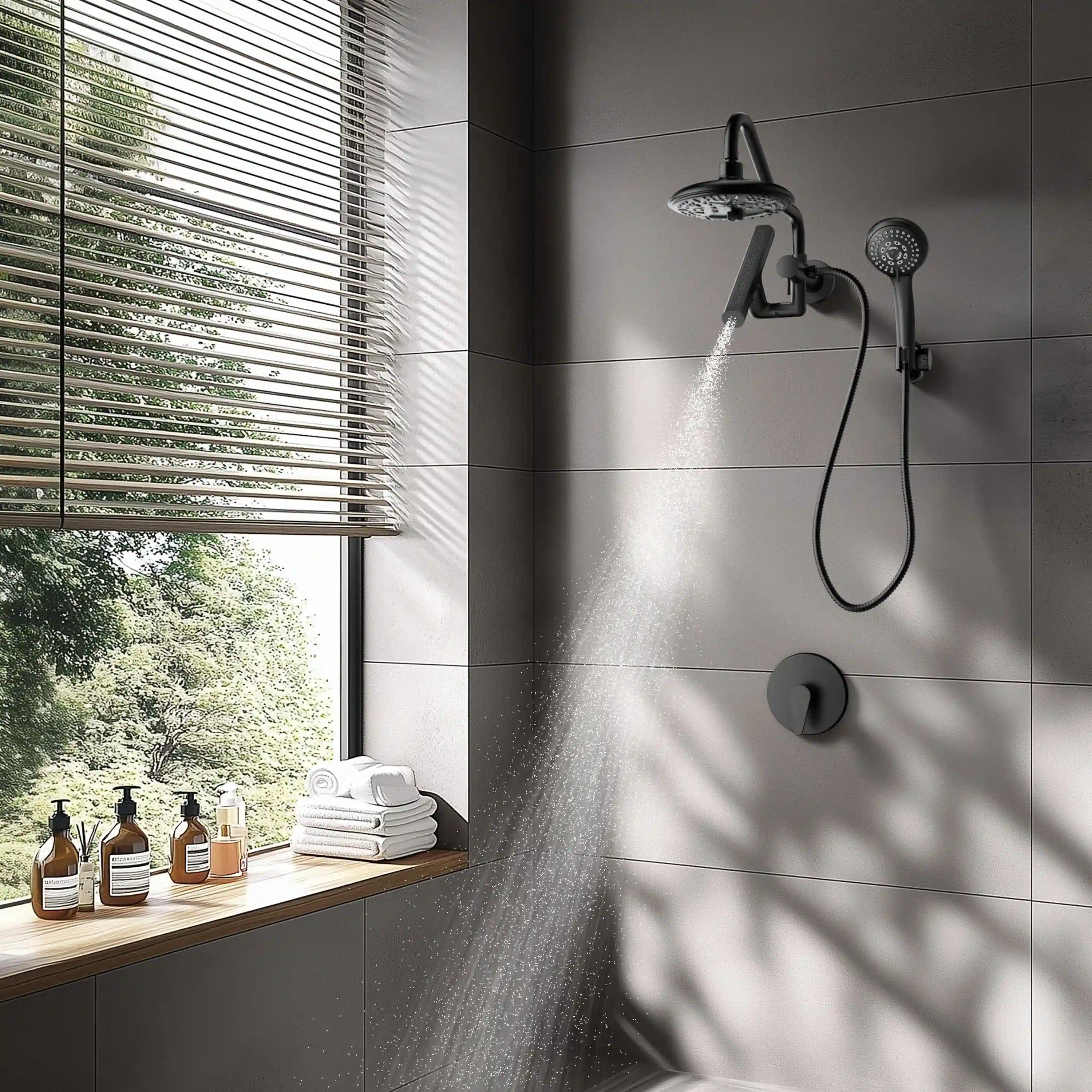 Forno Acqua Fall Mini 8-Inch Overhead Rainfall Shower with 2.5 GPM Flow Rate, Handheld, Body Jets in Matte Black Finish (SMW2BK-C2) - Image 2