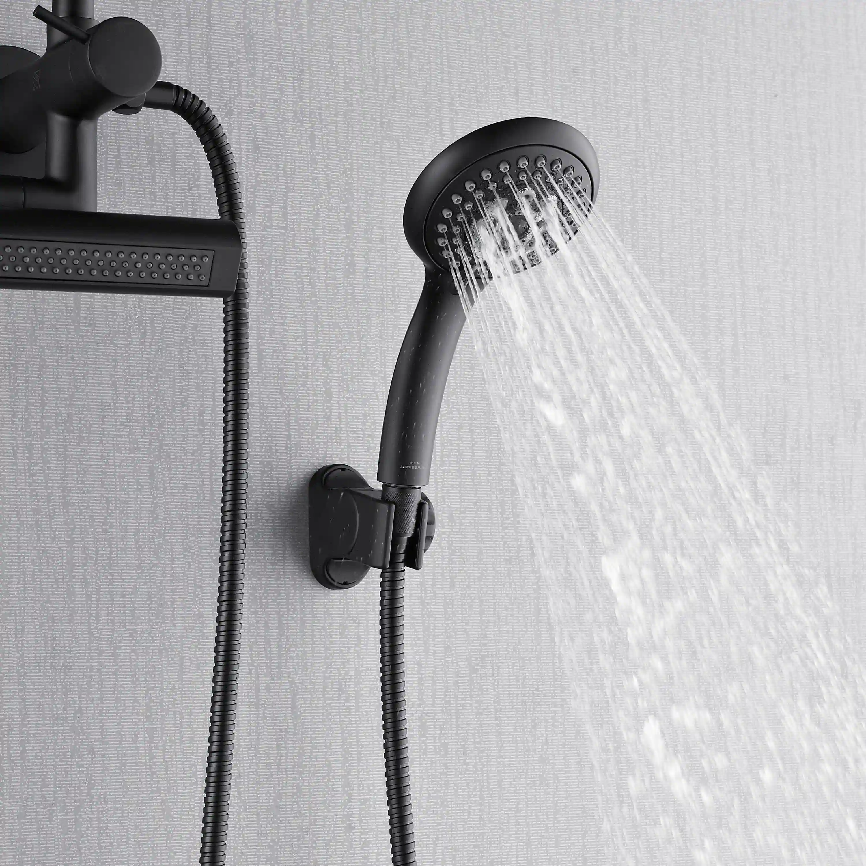 Forno Acqua Fall Mini 8-Inch Overhead Rainfall Shower with 2.5 GPM Flow Rate, Handheld, Body Jets in Matte Black Finish (SMW2BK-C2) - Image 9