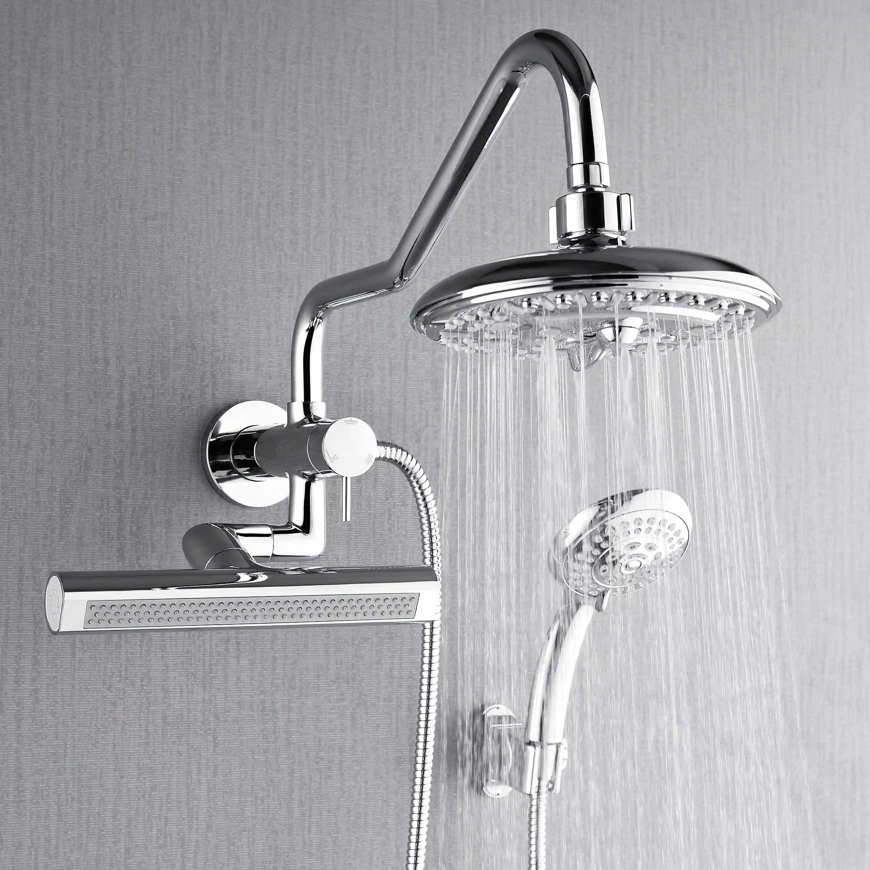 Forno Acqua Fall Mini 8-Inch Overhead Rainfall Shower with 1.8 GPM Flow Rate, Handheld, Body Jets in Polished Stainless Steel (SMW2CP-C8) - Image 10