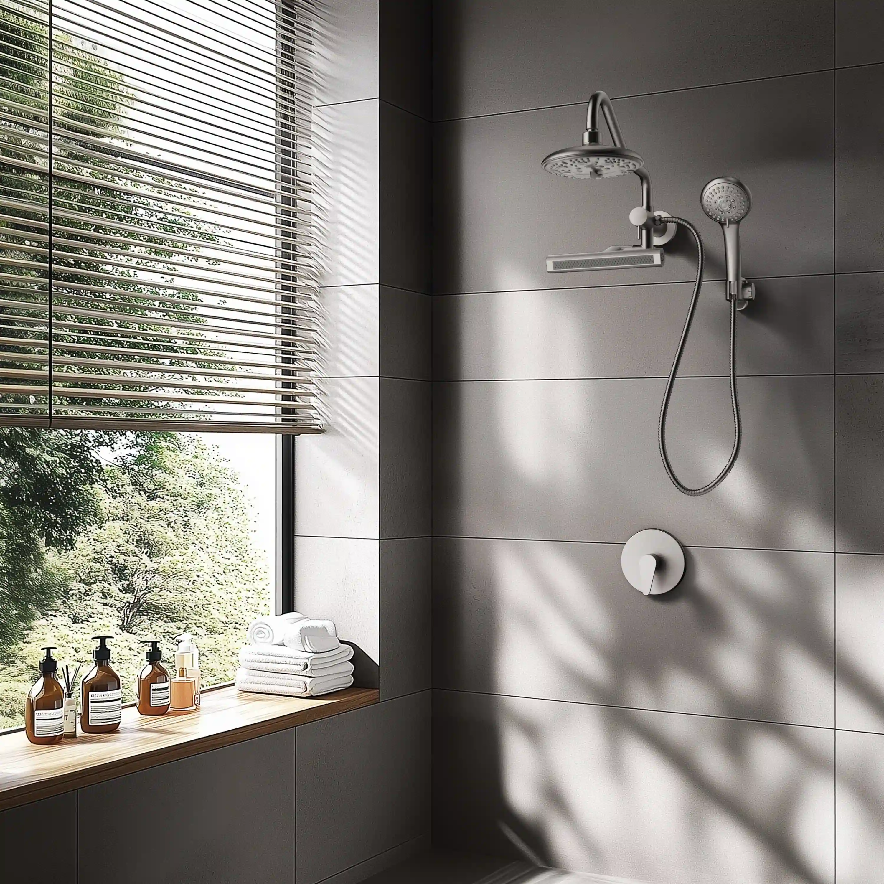 Forno Acqua Fall Mini 8-Inch Overhead Rainfall Shower with 1.8 GPM Flow Rate, Handheld, Body Jets in Polished Stainless Steel (SMW2CP-C8) - Image 2