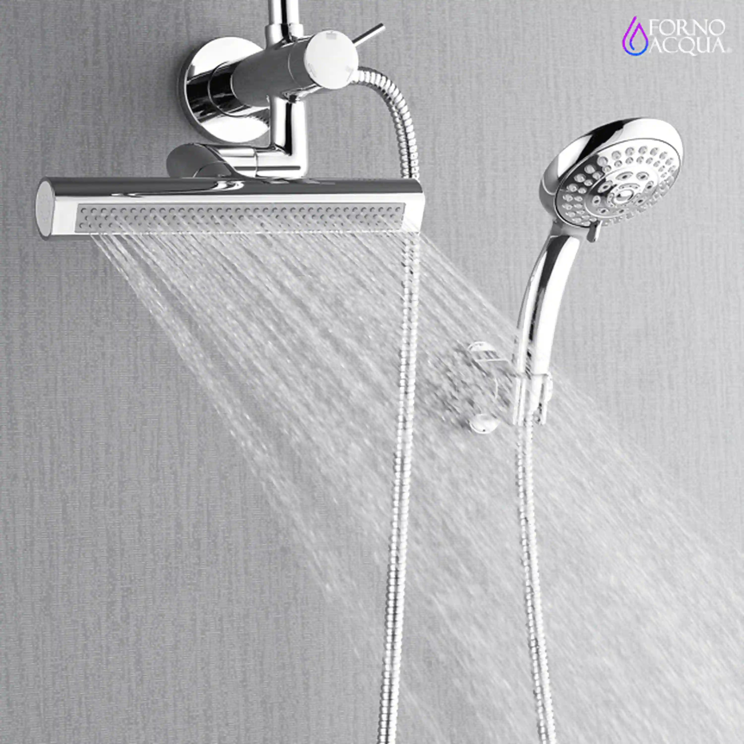 Forno Acqua Fall Mini 8-Inch Overhead Rainfall Shower with 1.8 GPM Flow Rate, Handheld, Body Jets in Polished Stainless Steel (SMW2CP-C8) - Image 8