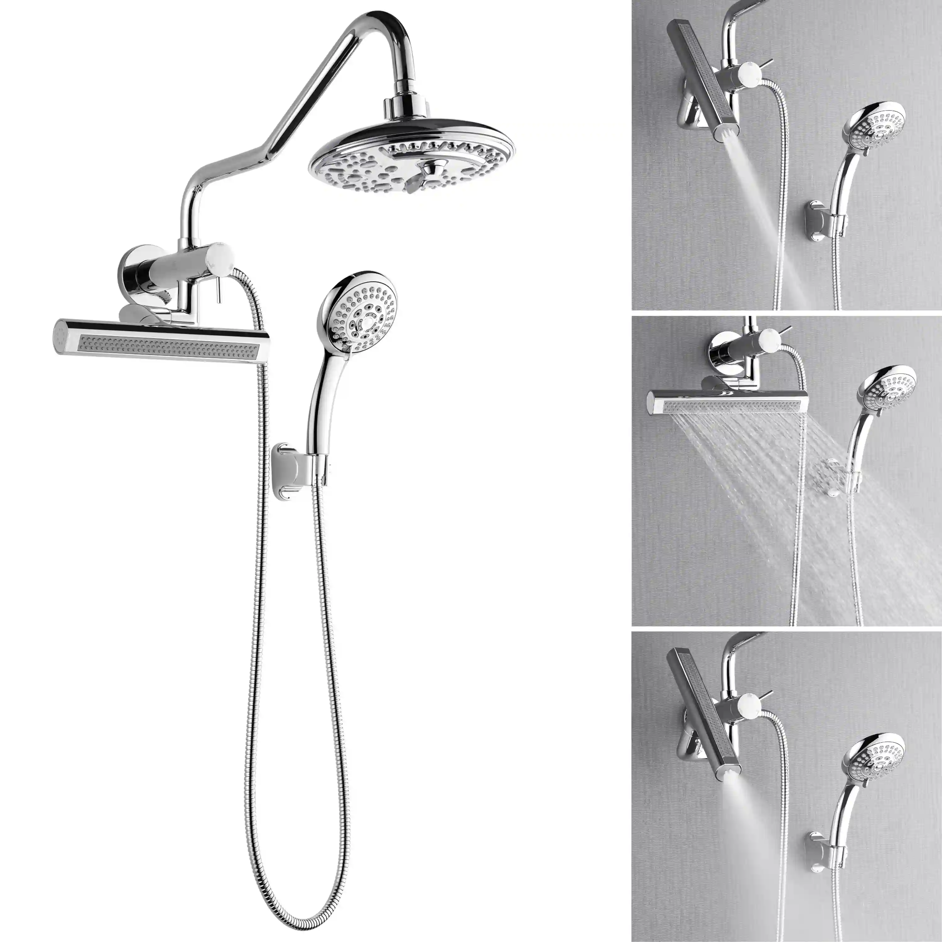 Forno Acqua Fall Mini 8-Inch Overhead Rainfall Shower with 2.5 GPM Flow Rate, Handheld, Body Jets in Polished Stainless Steel (SMW2CP-C2) - Image 10