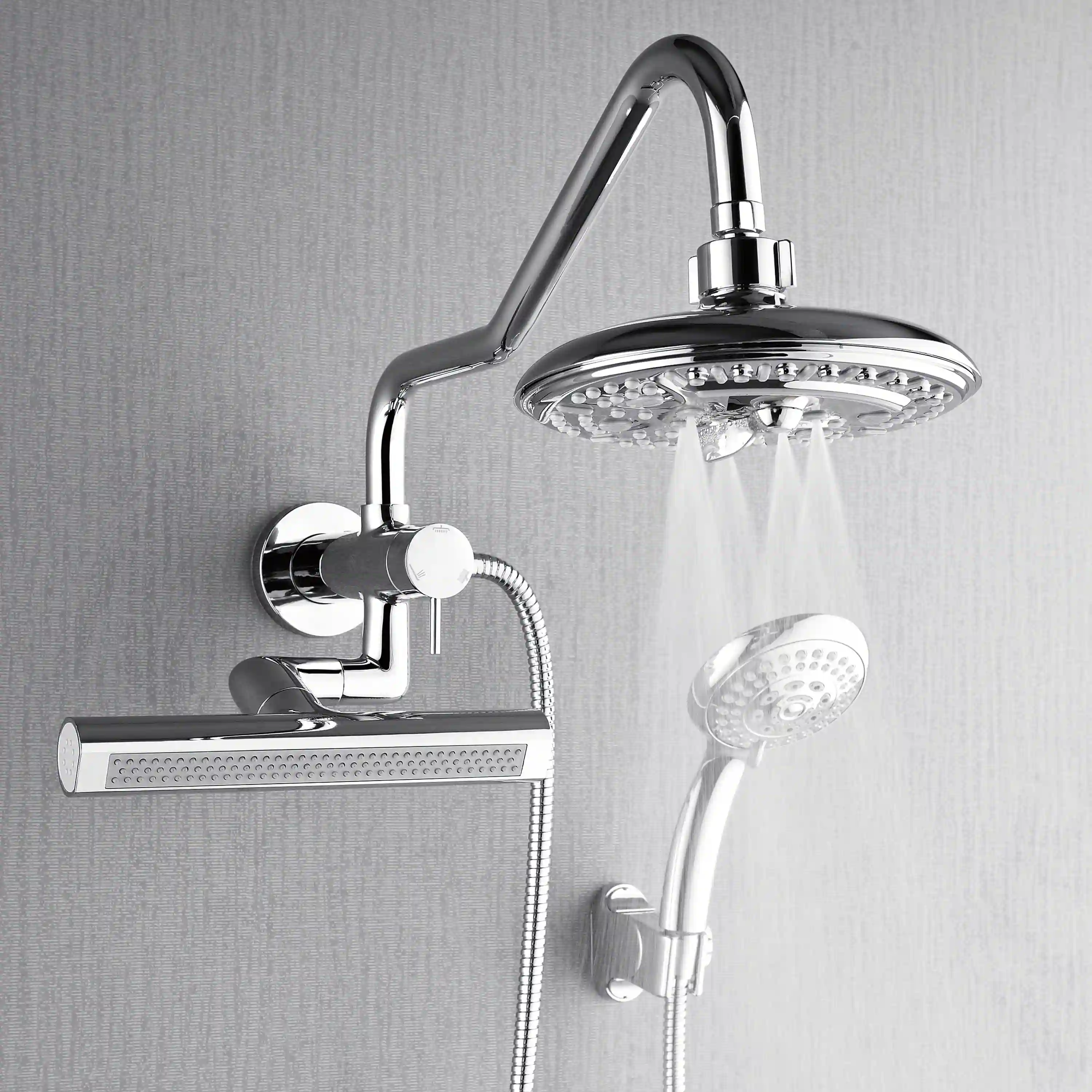 Forno Acqua Fall Mini 8-Inch Overhead Rainfall Shower with 2.5 GPM Flow Rate, Handheld, Body Jets in Polished Stainless Steel (SMW2CP-C2) - Image 8