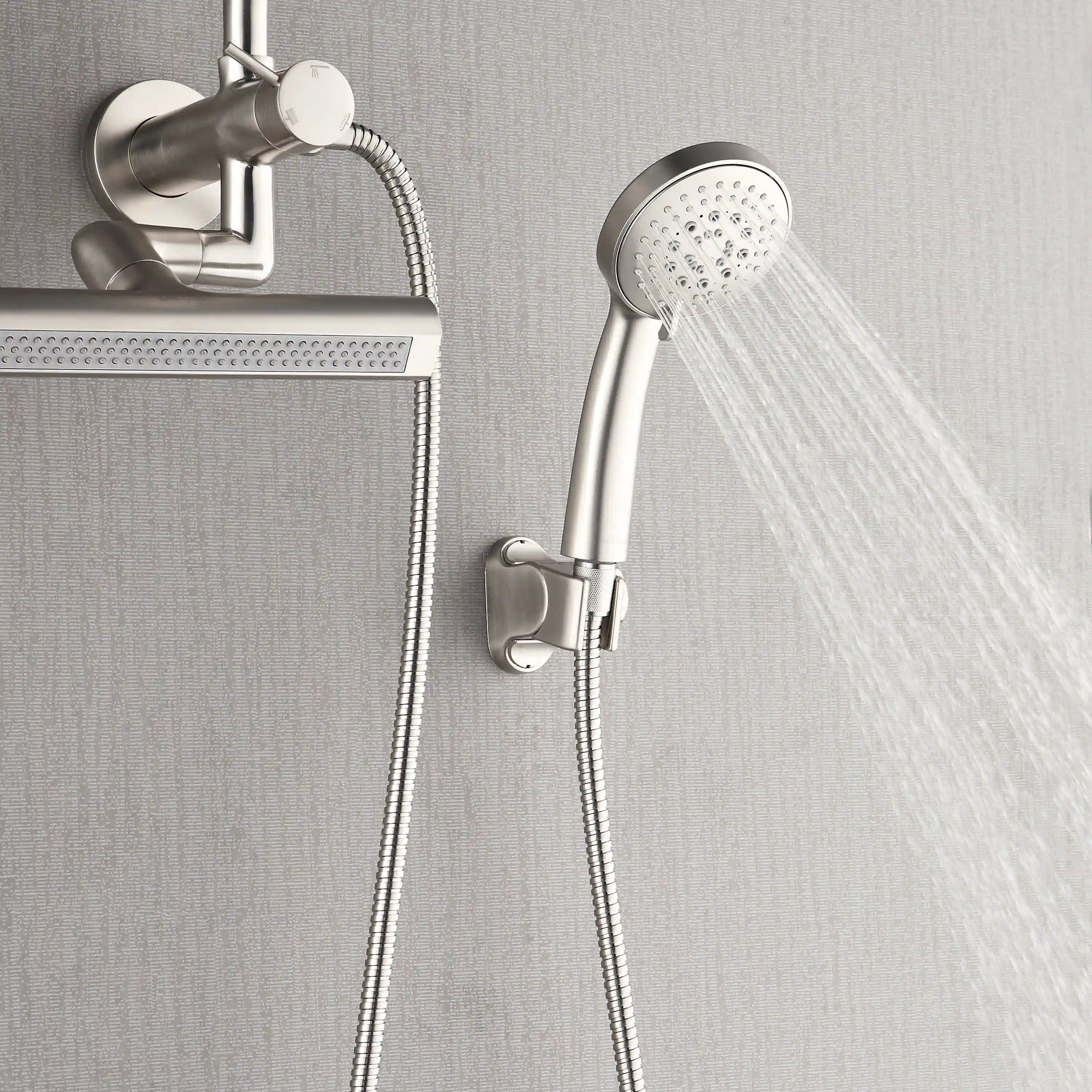 Forno Acqua Fall Mini 8-Inch Overhead Rainfall Shower with 1.8 GPM Flow Rate, Handheld, 7 Way Diverter, Body Jets in Brushed Nickel (SMW1BN-C8) - Image 3