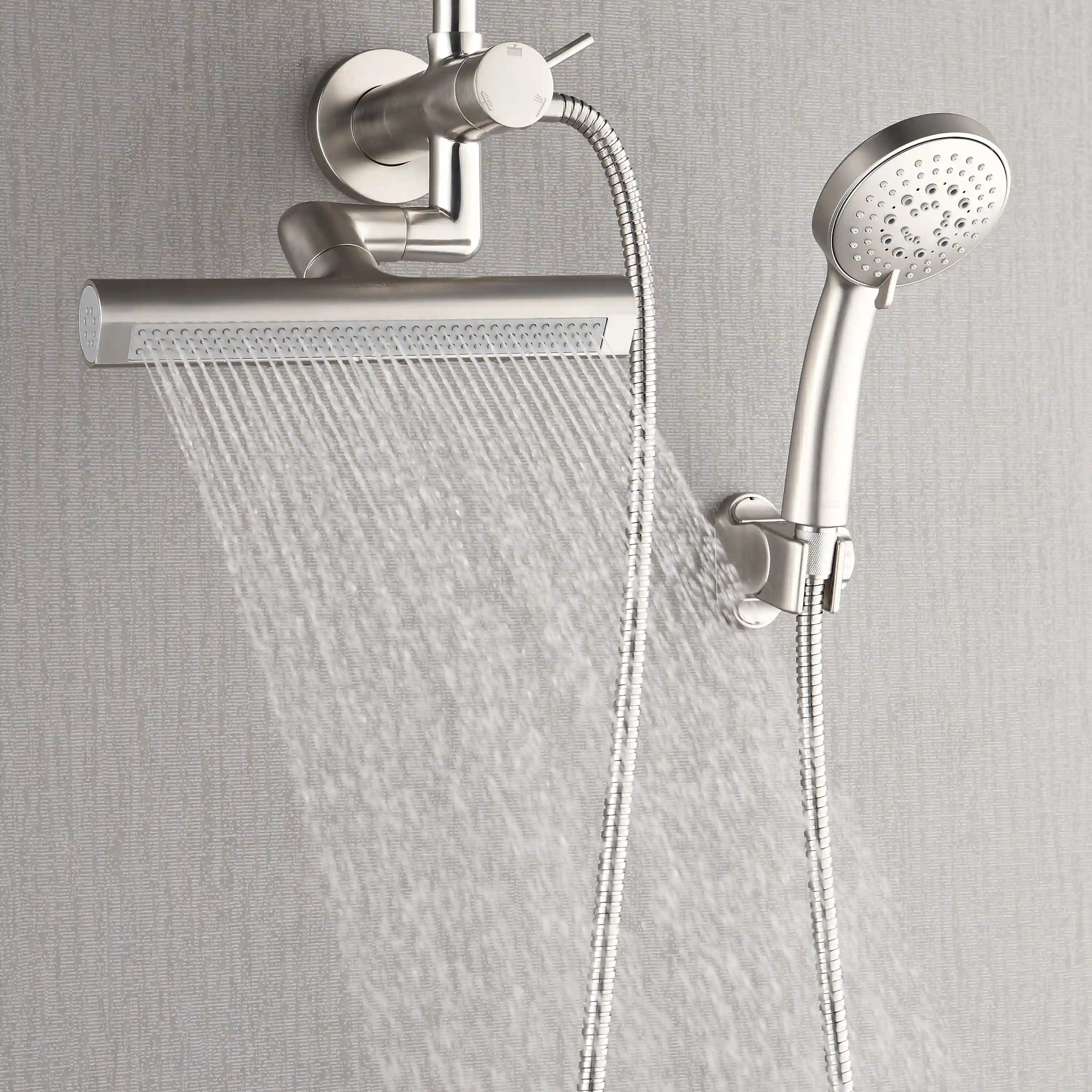 Forno Acqua Fall Mini 8-Inch Overhead Rainfall Shower with 1.8 GPM Flow Rate, Handheld, 7 Way Diverter, Body Jets in Brushed Nickel (SMW1BN-C8) - Image 4