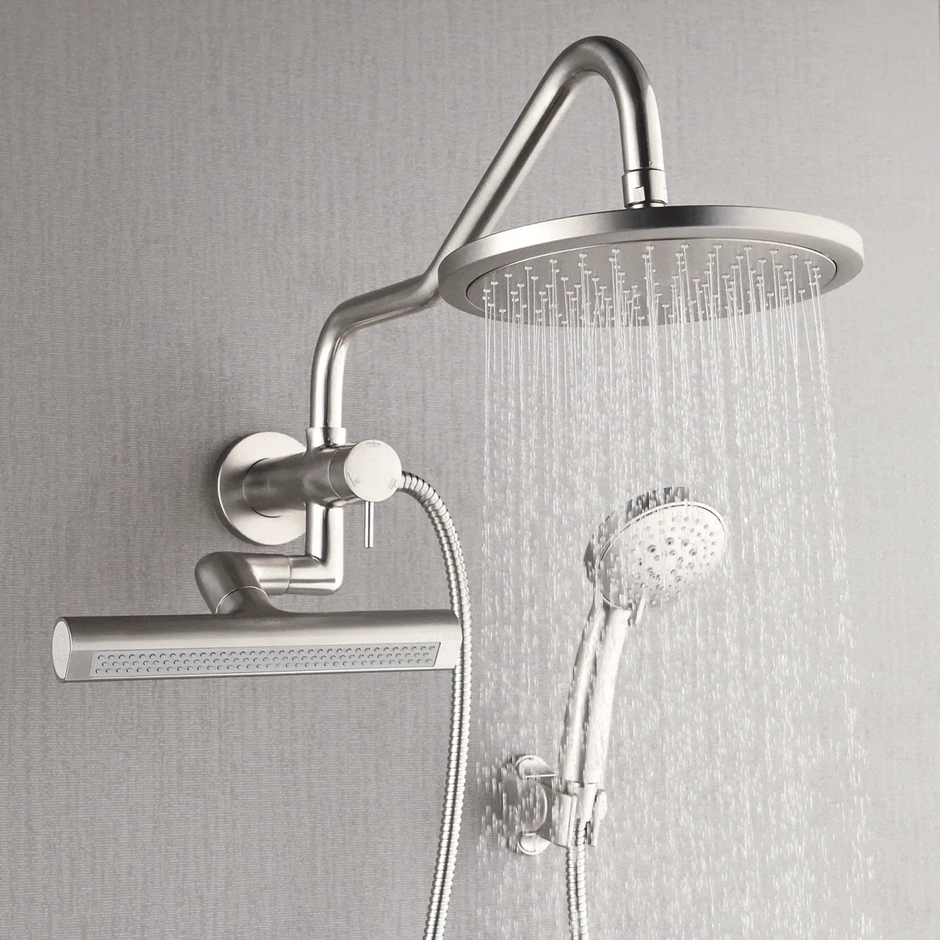Forno Acqua Fall Mini 8-Inch Overhead Rainfall Shower with 1.8 GPM Flow Rate, Handheld, 7 Way Diverter, Body Jets in Brushed Nickel (SMW1BN-C8) - Image 7