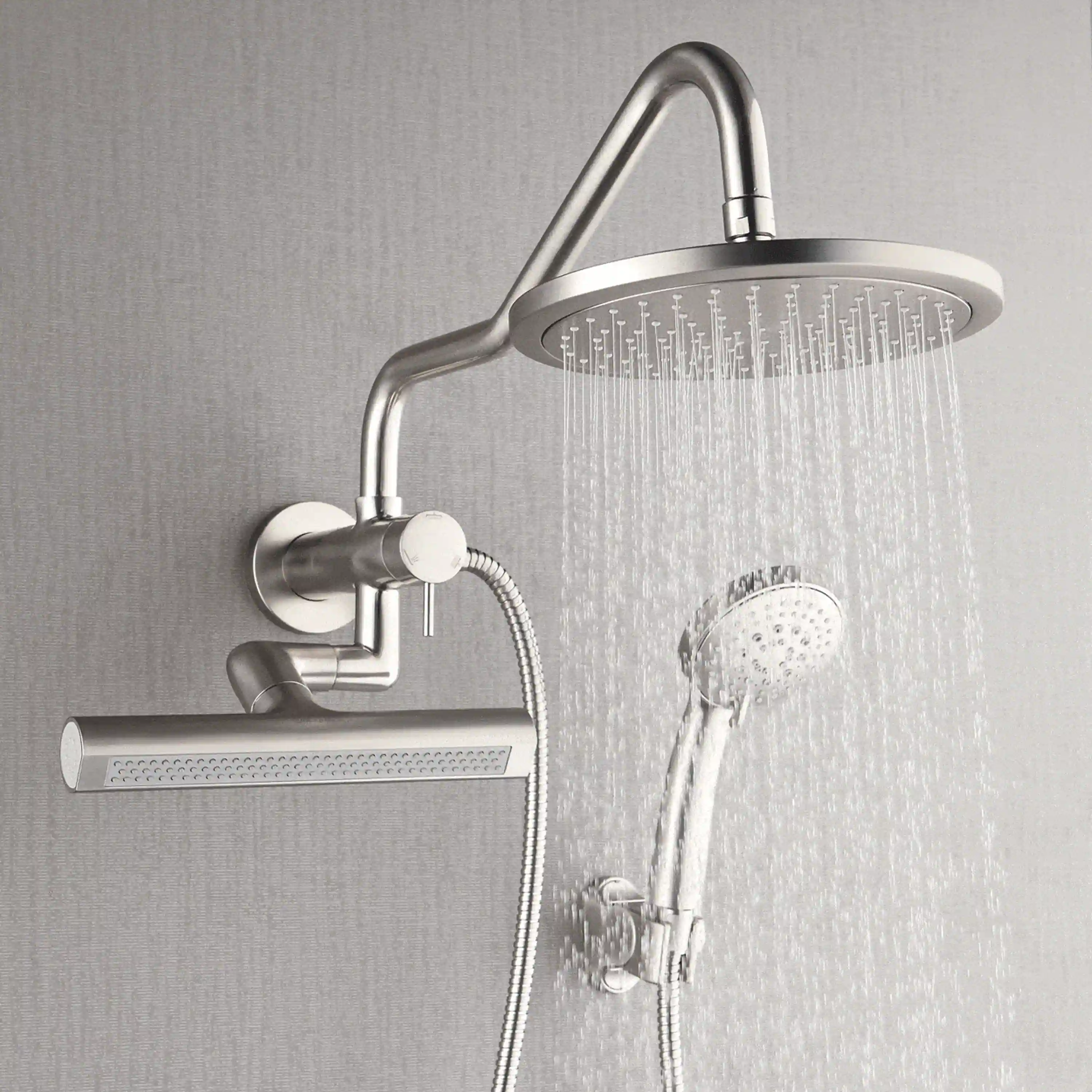 Forno Acqua Fall Mini 9-Inch Overhead Rainfall Shower with 2.5 GPM Flow Rate, Handheld, 7 Way Diverter, Body Jets in Brushed Nickel (SMW1BN-C2) - Image 4