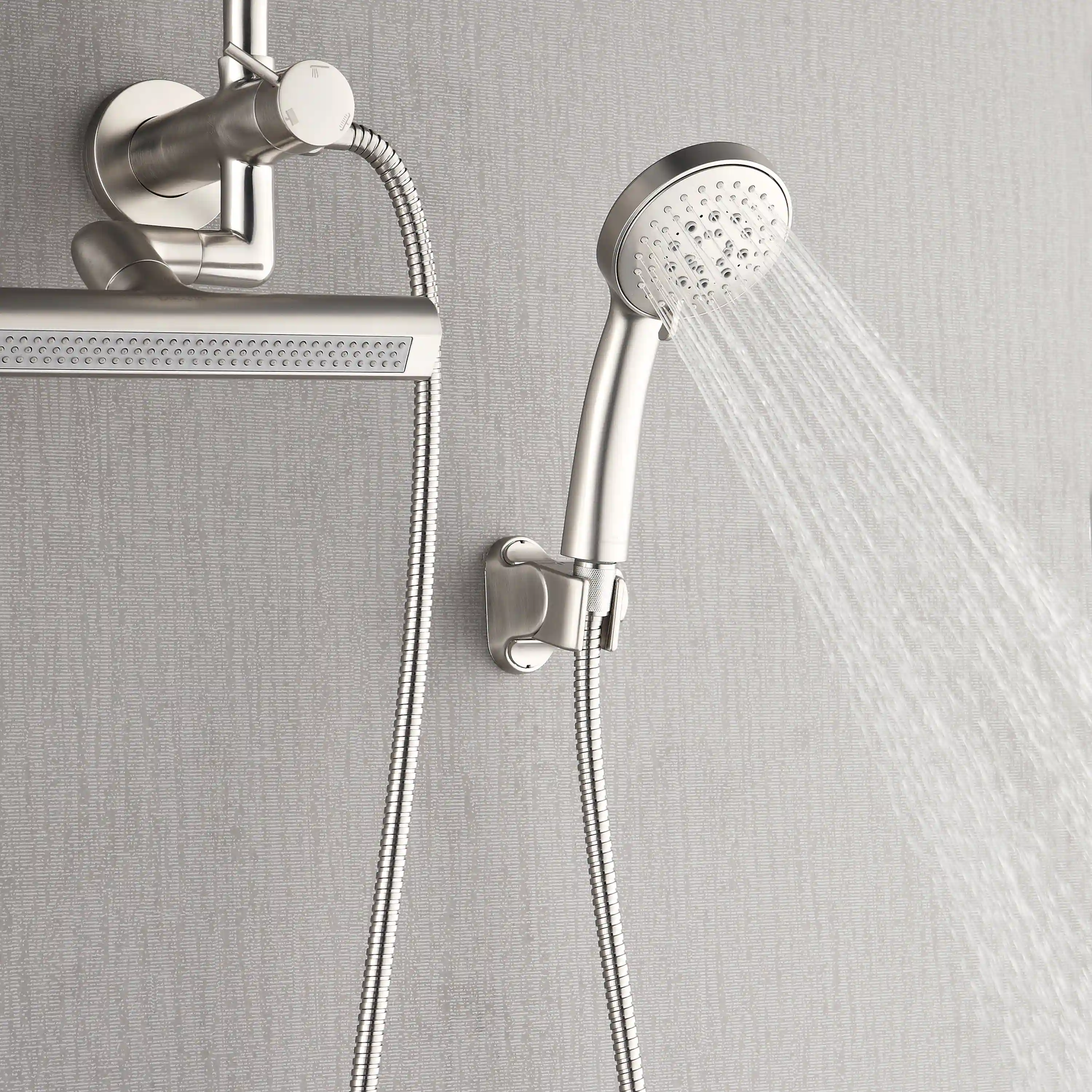 Forno Acqua Fall Mini 9-Inch Overhead Rainfall Shower with 2.5 GPM Flow Rate, Handheld, 7 Way Diverter, Body Jets in Brushed Nickel (SMW1BN-C2) - Image 5