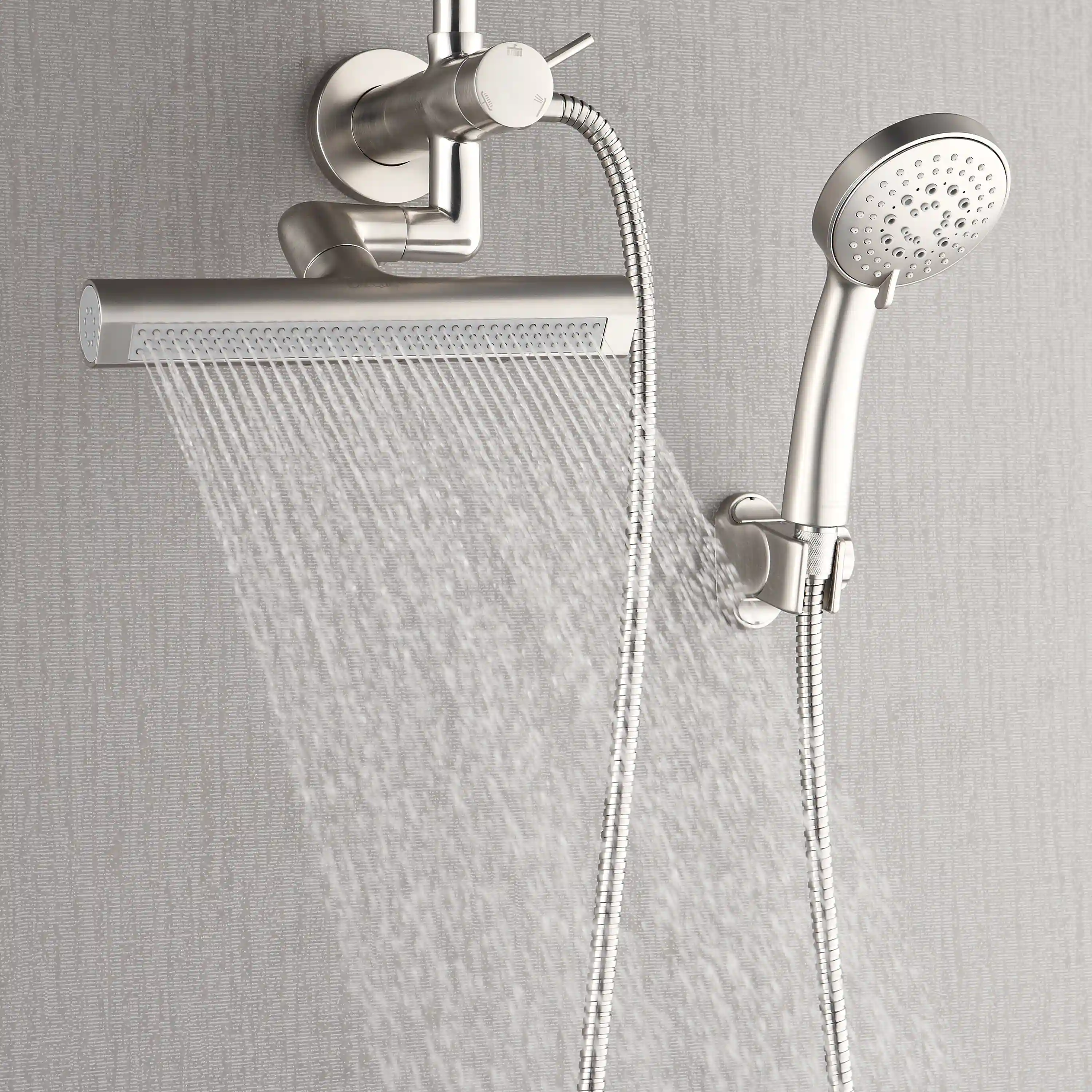 Forno Acqua Fall Mini 9-Inch Overhead Rainfall Shower with 2.5 GPM Flow Rate, Handheld, 7 Way Diverter, Body Jets in Brushed Nickel (SMW1BN-C2) - Image 6