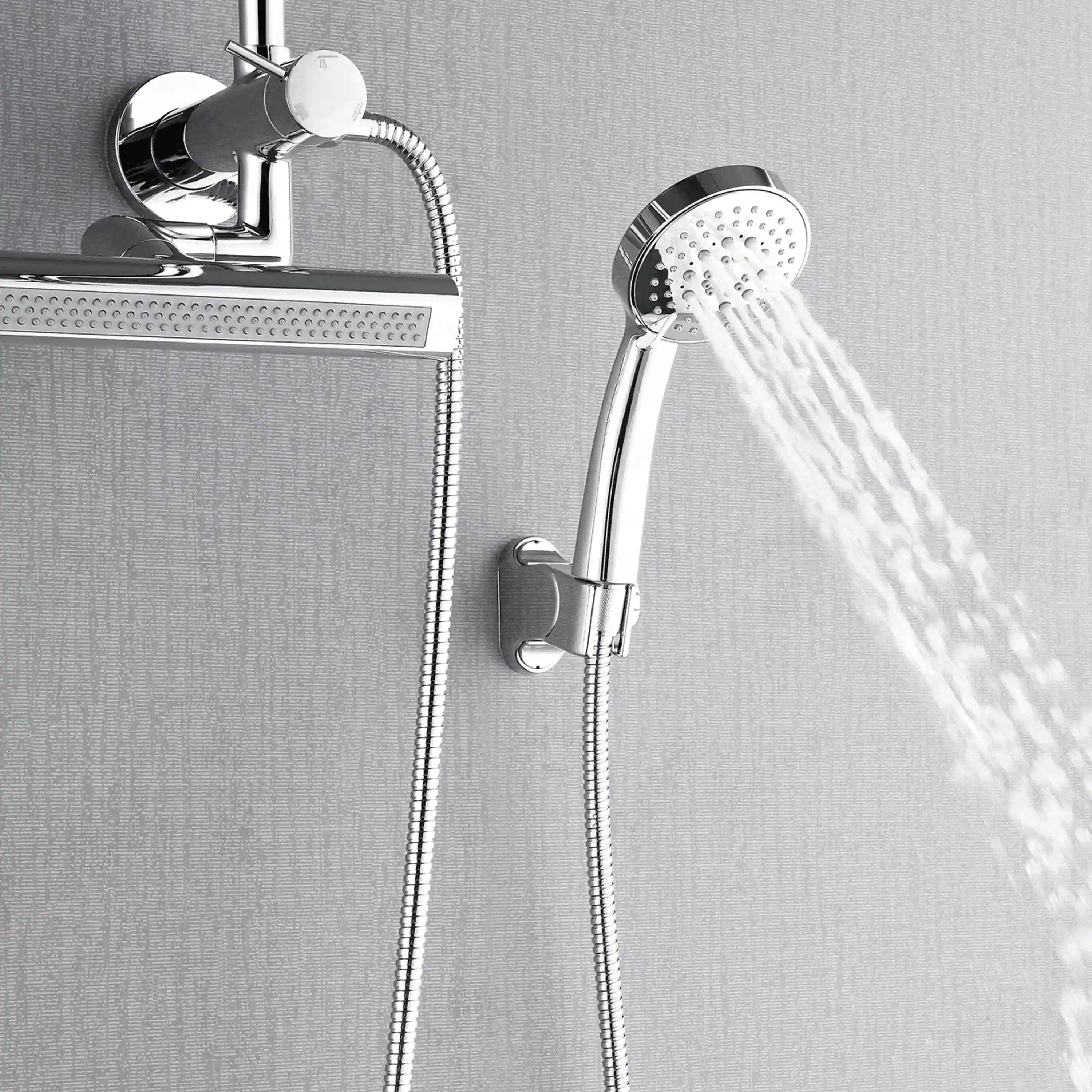 Forno Acqua Fall Mini 9-Inch Overhead Rainfall Shower with 1.8 GPM Flow Rate, Handheld, 7 Way Diverter, Body Jets in Polished Stainless Steel (SMW1CP-C8) - Image 4